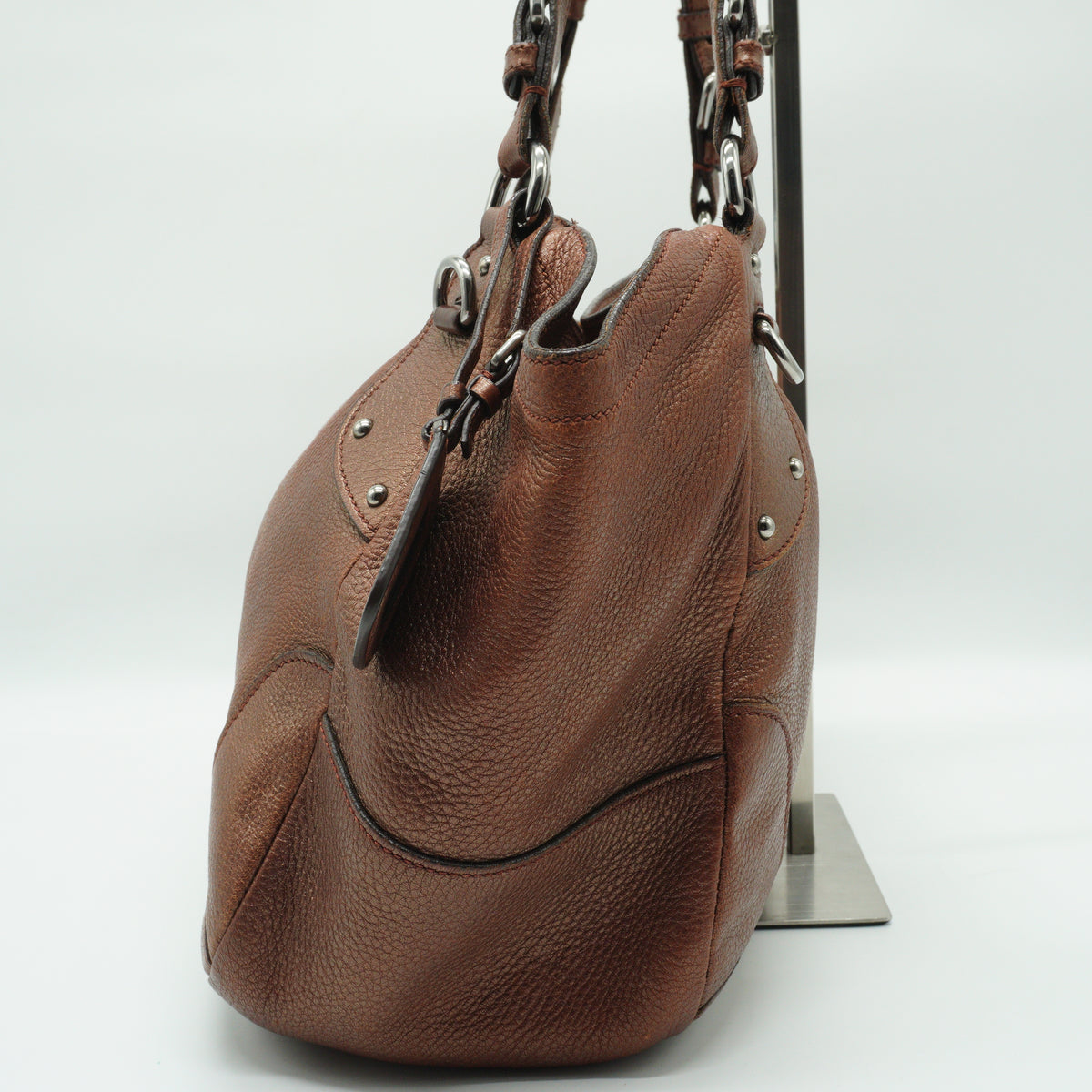 Prada Vitello Daino Medium Leather Satchel Metallic Bronze SHW