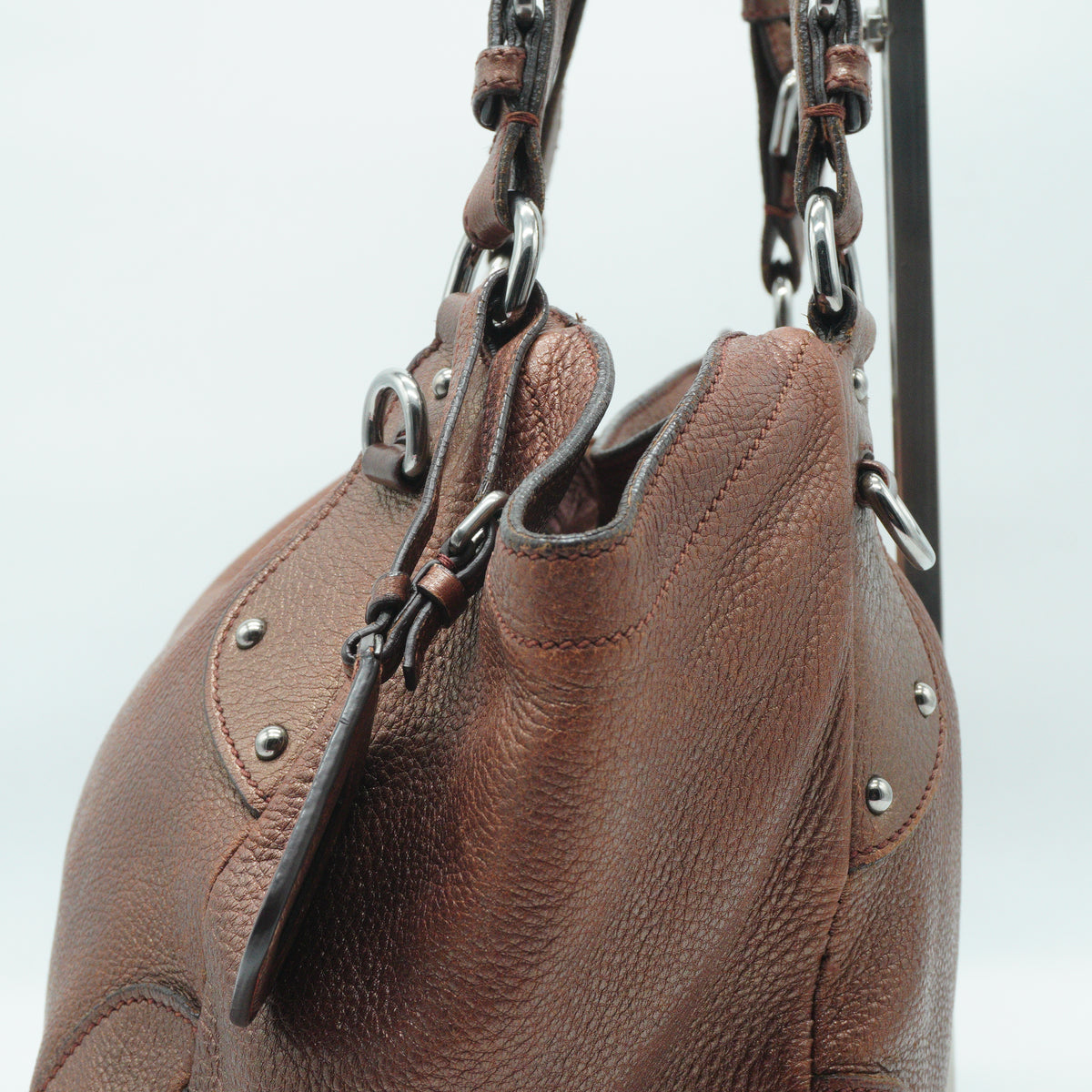 Prada Vitello Daino Medium Leather Satchel Metallic Bronze SHW
