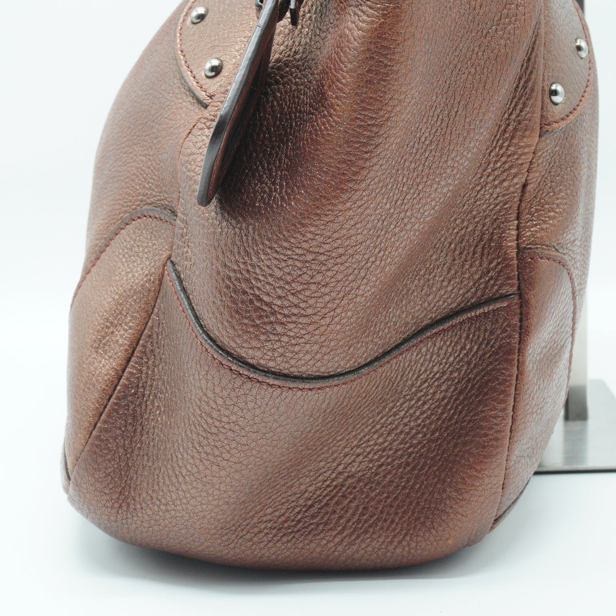 Prada Vitello Daino Medium Leather Satchel Metallic Bronze SHW