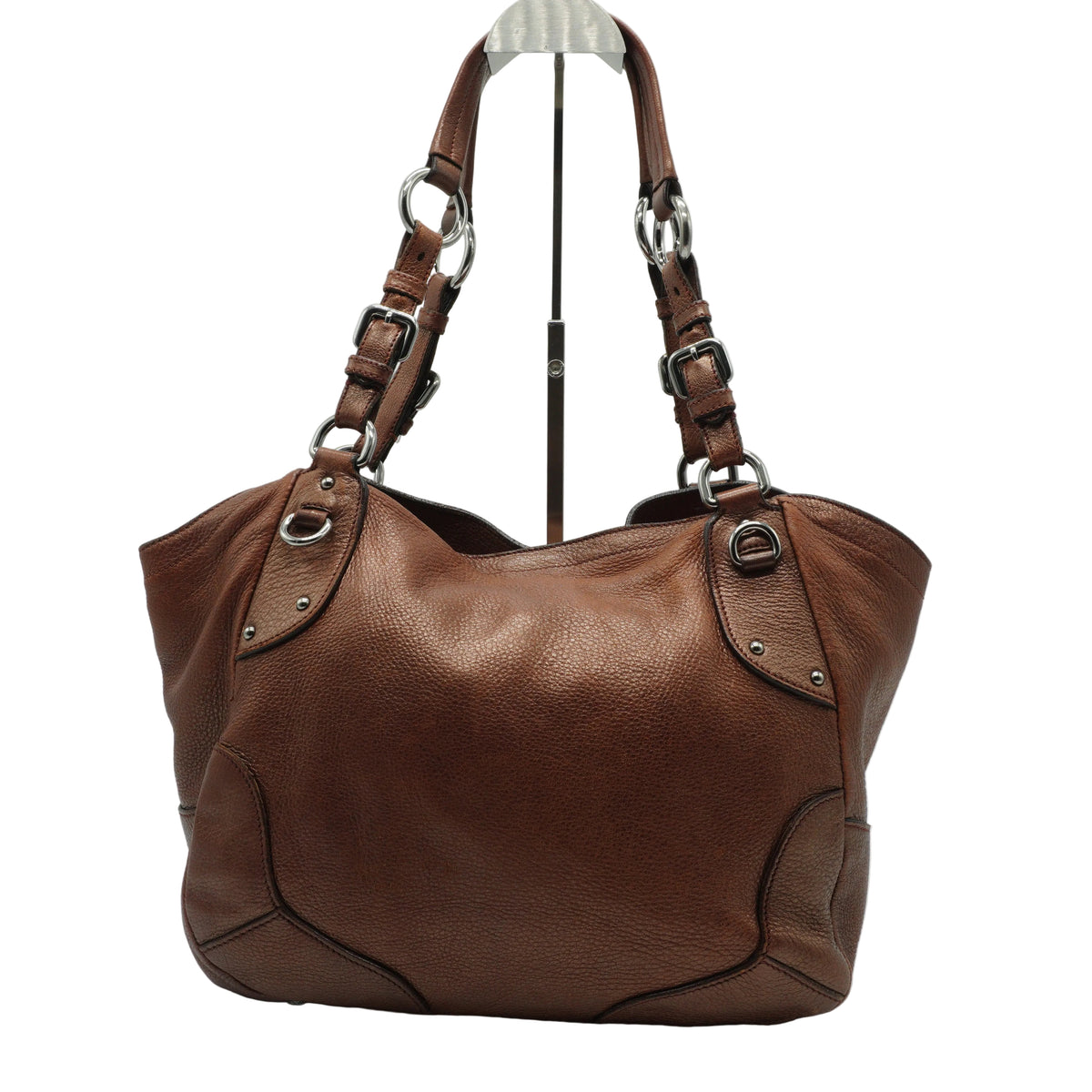 Prada Vitello Daino Medium Leather Satchel Metallic Bronze SHW