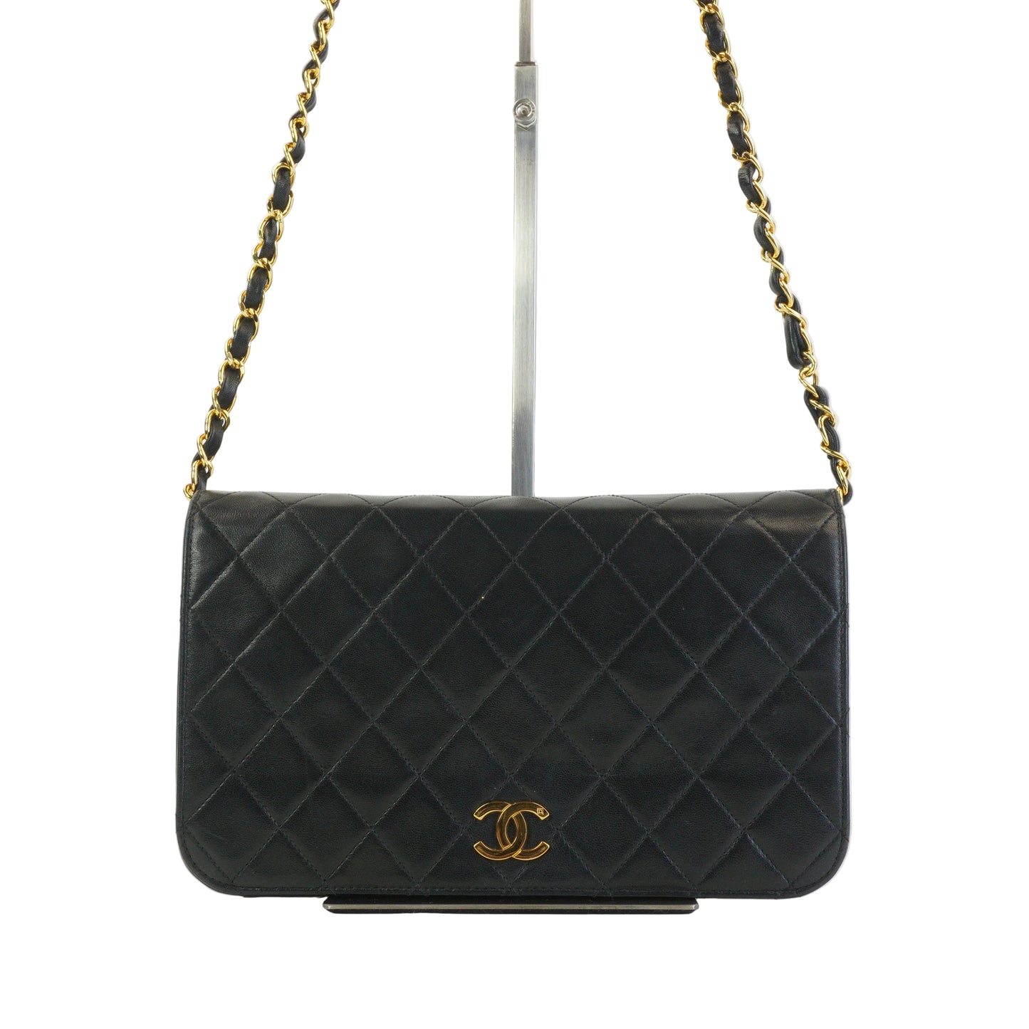 Chanel Black Quilted Lambskin Foldover Clutch Black GHW Small