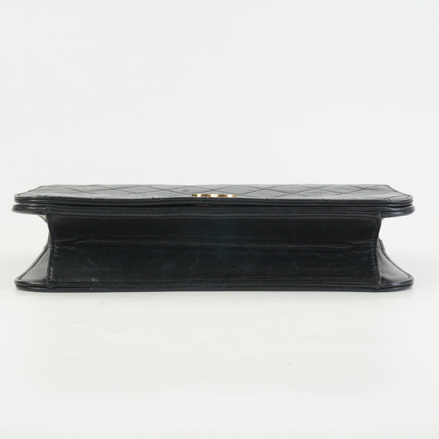 Chanel Black Quilted Lambskin Foldover Clutch Black GHW Small