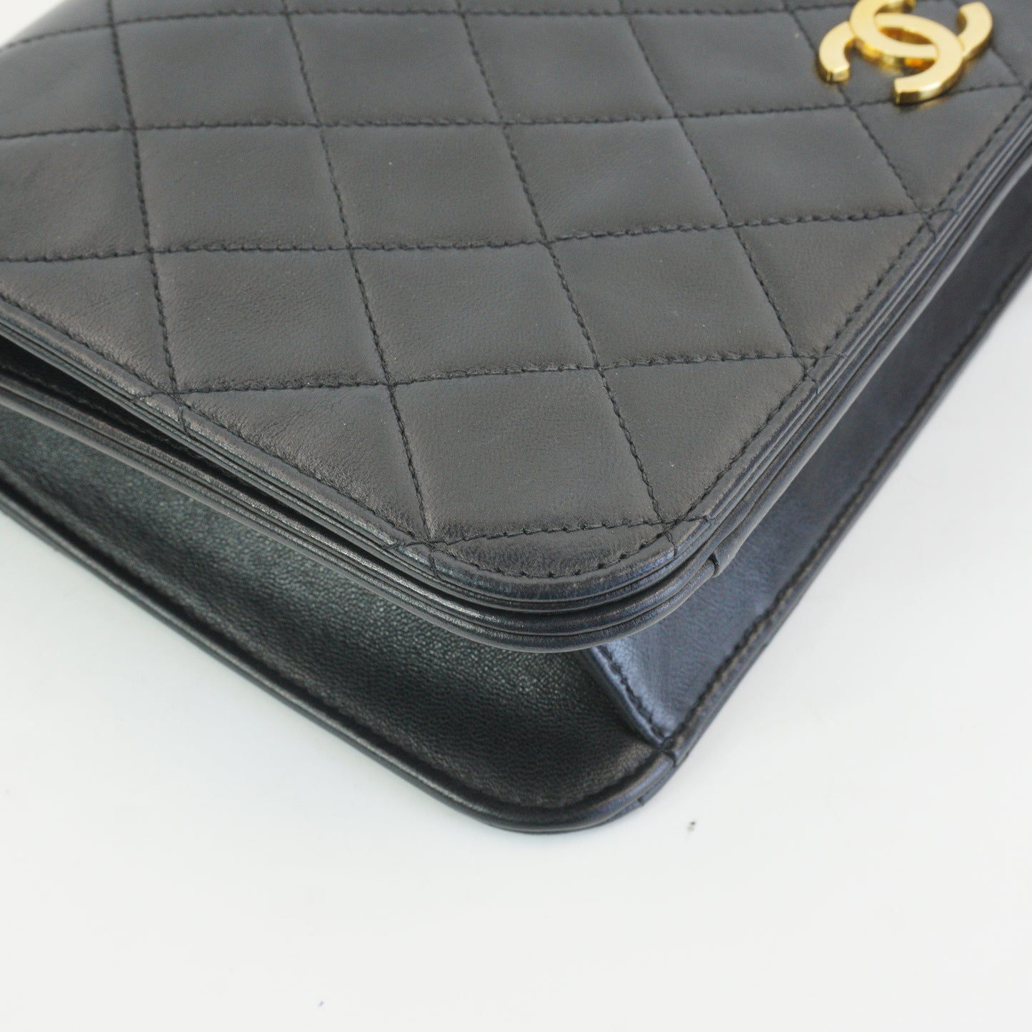 Chanel Black Quilted Lambskin Foldover Clutch Black GHW Small