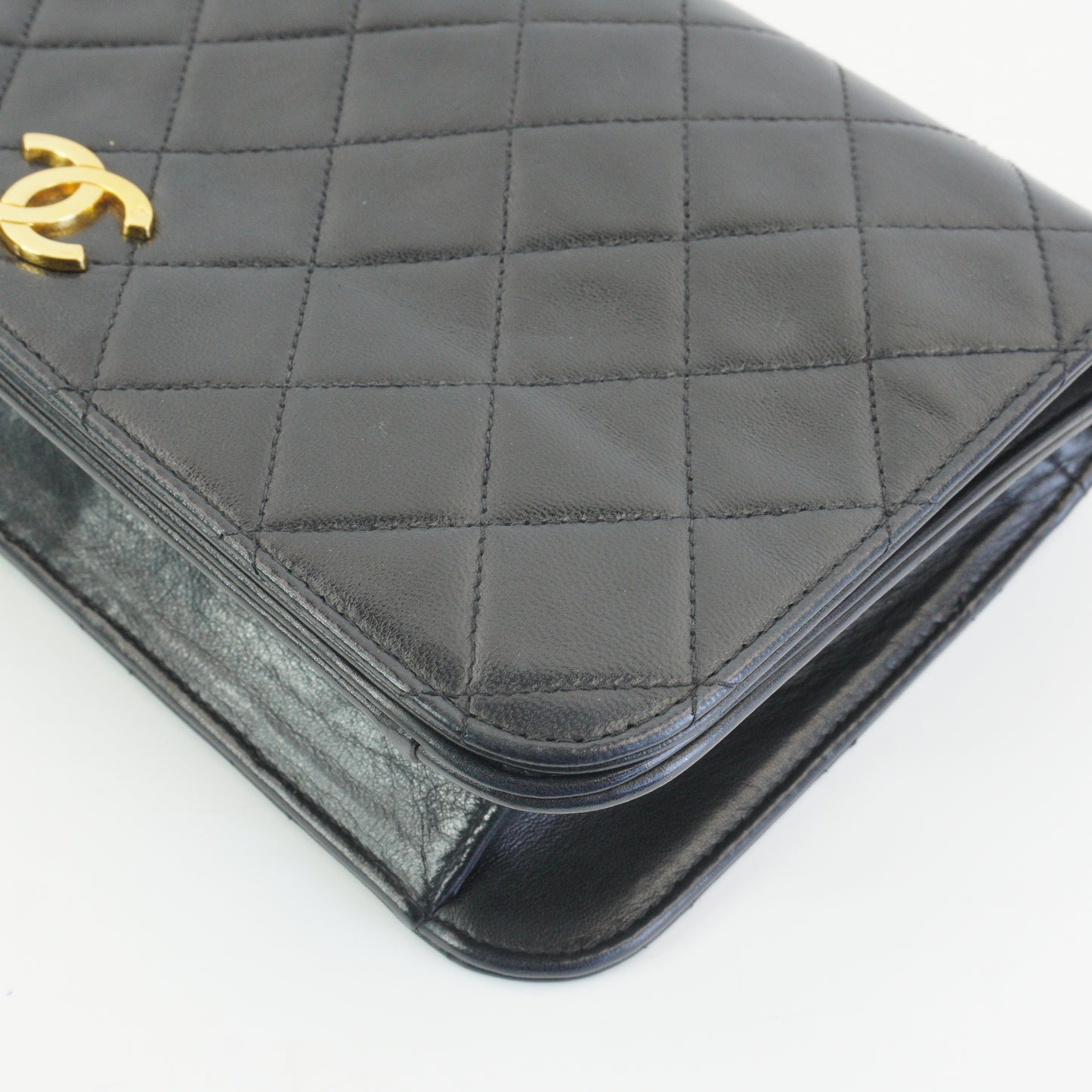 Chanel Black Quilted Lambskin Foldover Clutch Black GHW Small