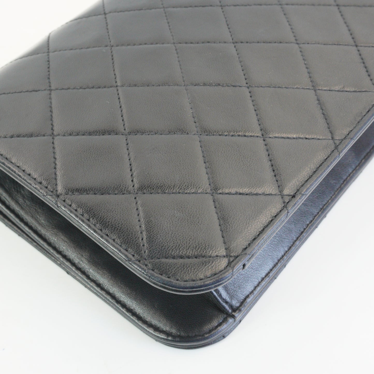 Chanel Black Quilted Lambskin Foldover Clutch Black GHW Small