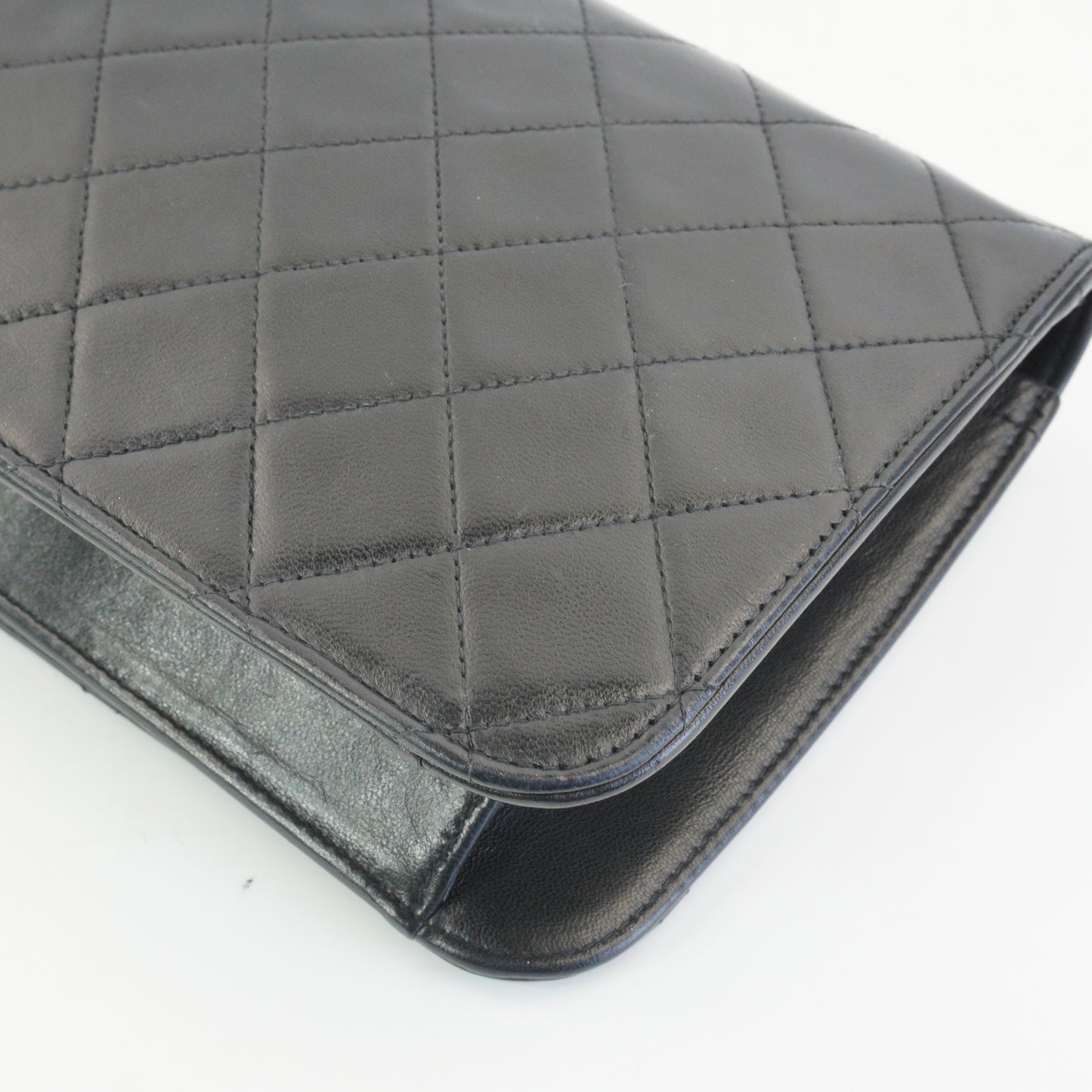 Chanel Black Quilted Lambskin Foldover Clutch Black GHW Small