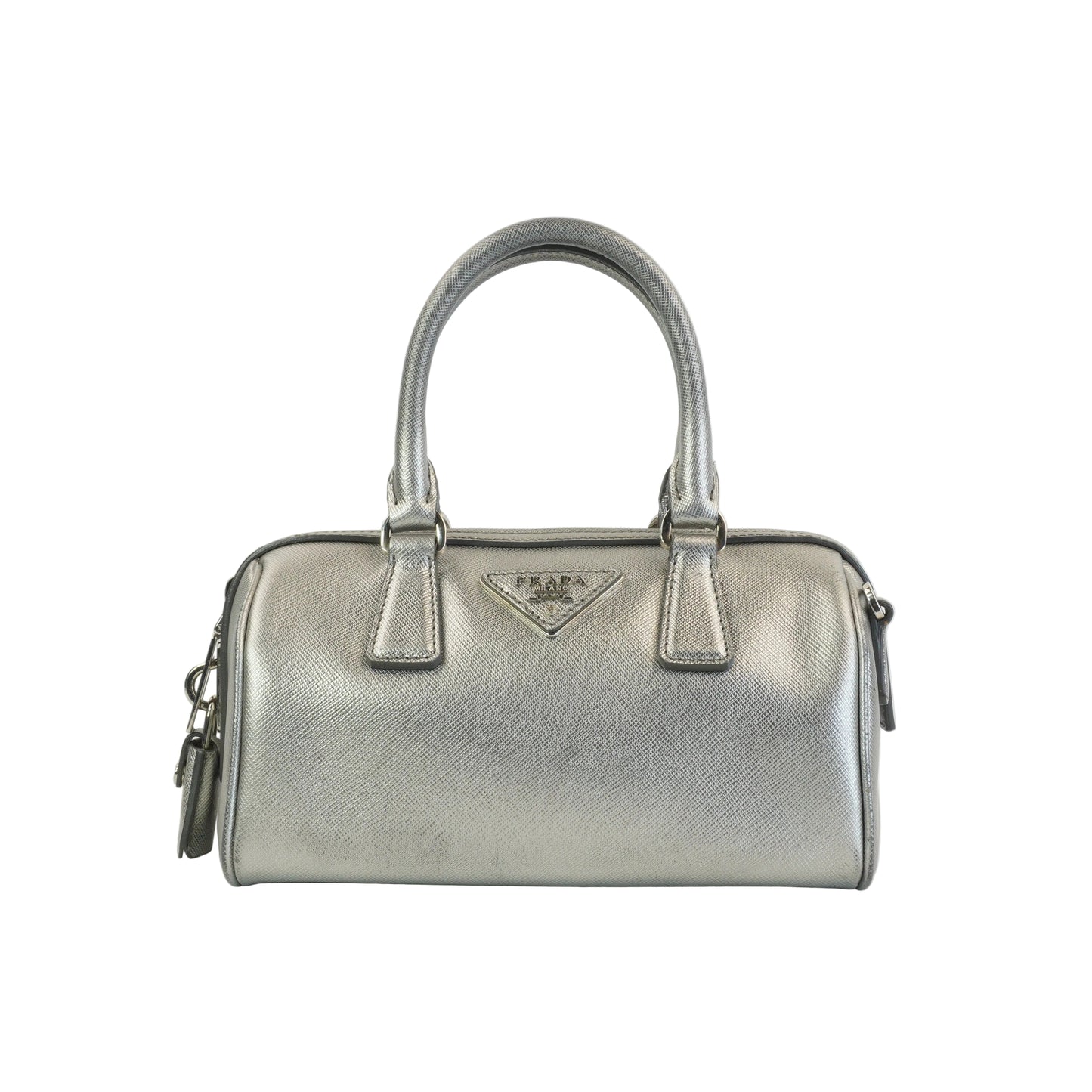 Prada Lux Bauletto Metallic Silver Small