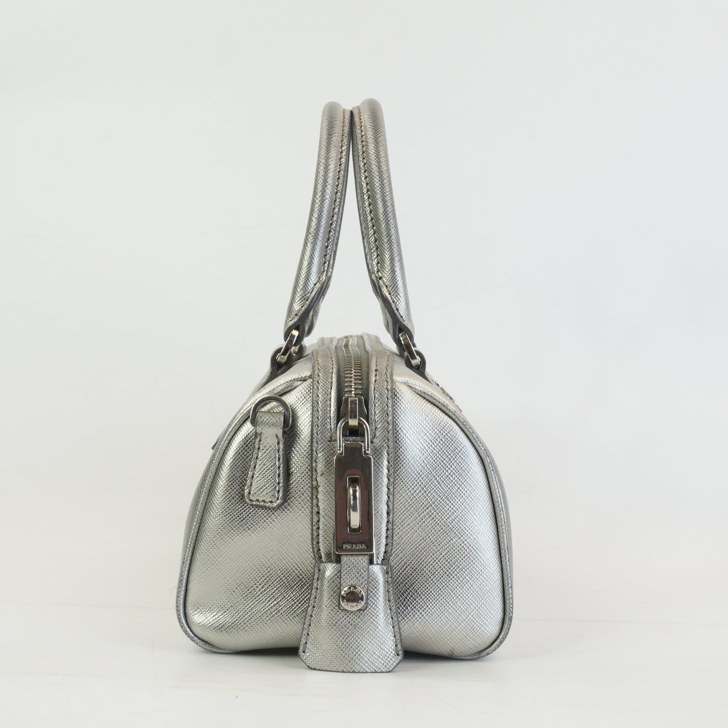 Prada Lux Bauletto Metallic Silver Small