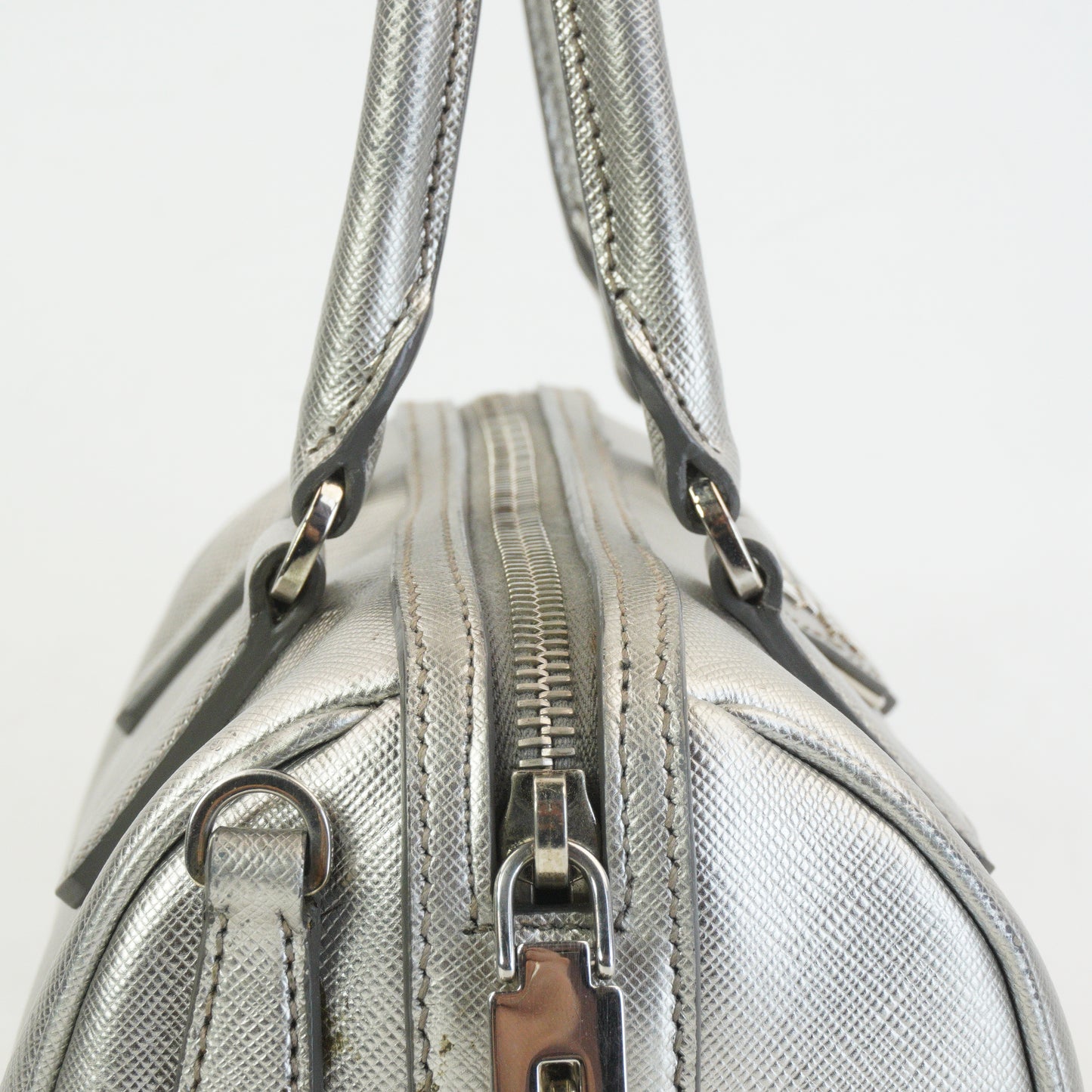 Prada Lux Bauletto Metallic Silver Small
