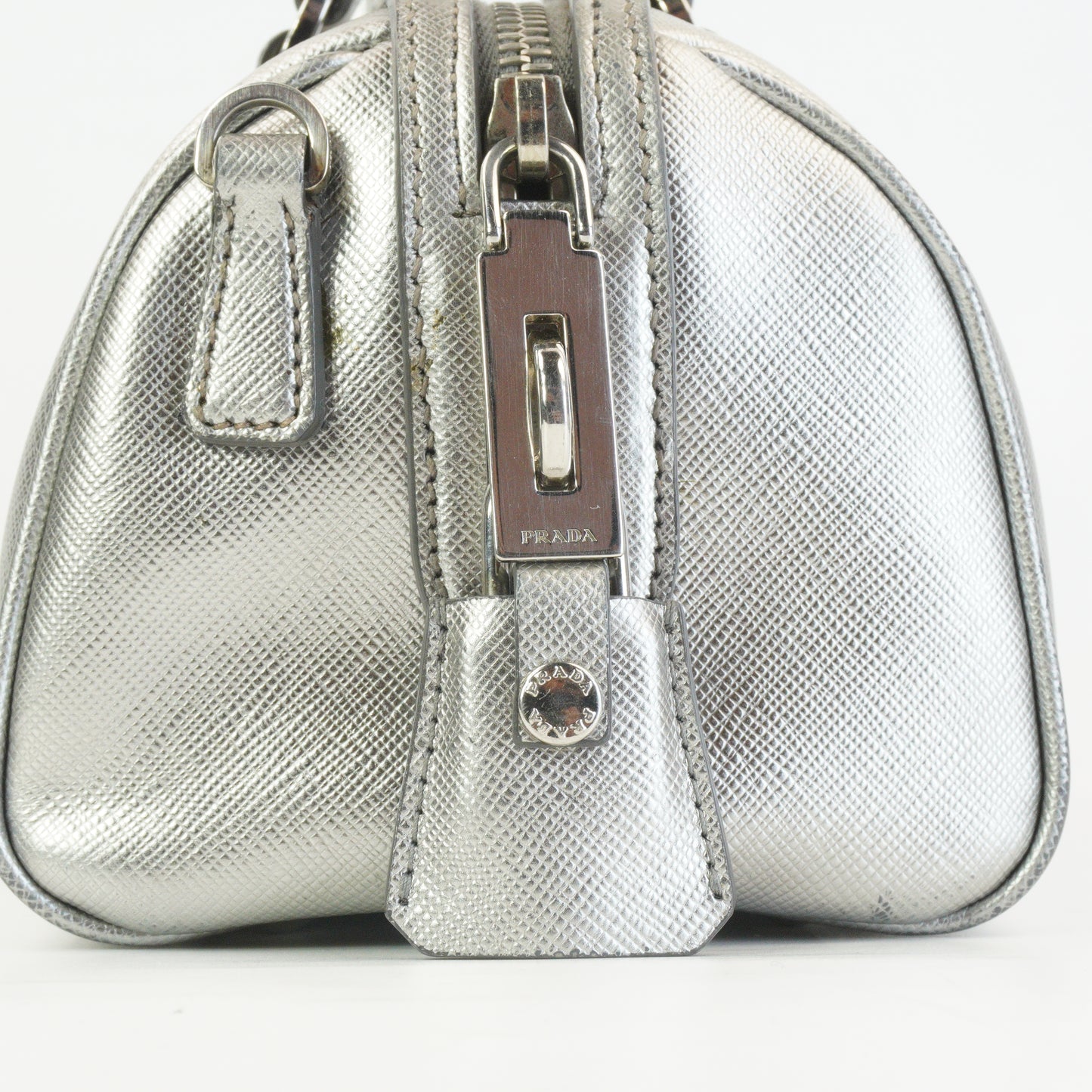 Prada Lux Bauletto Metallic Silver Small