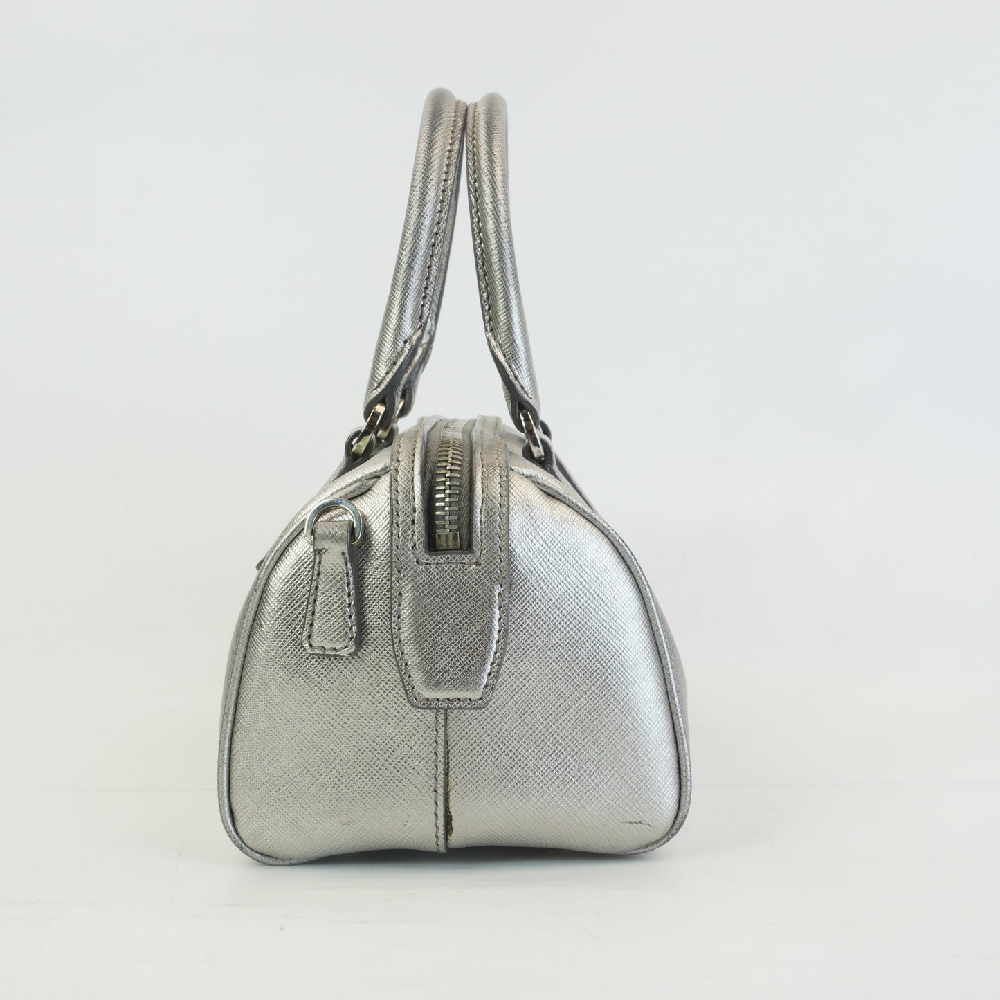 Prada Lux Bauletto Metallic Silver Small