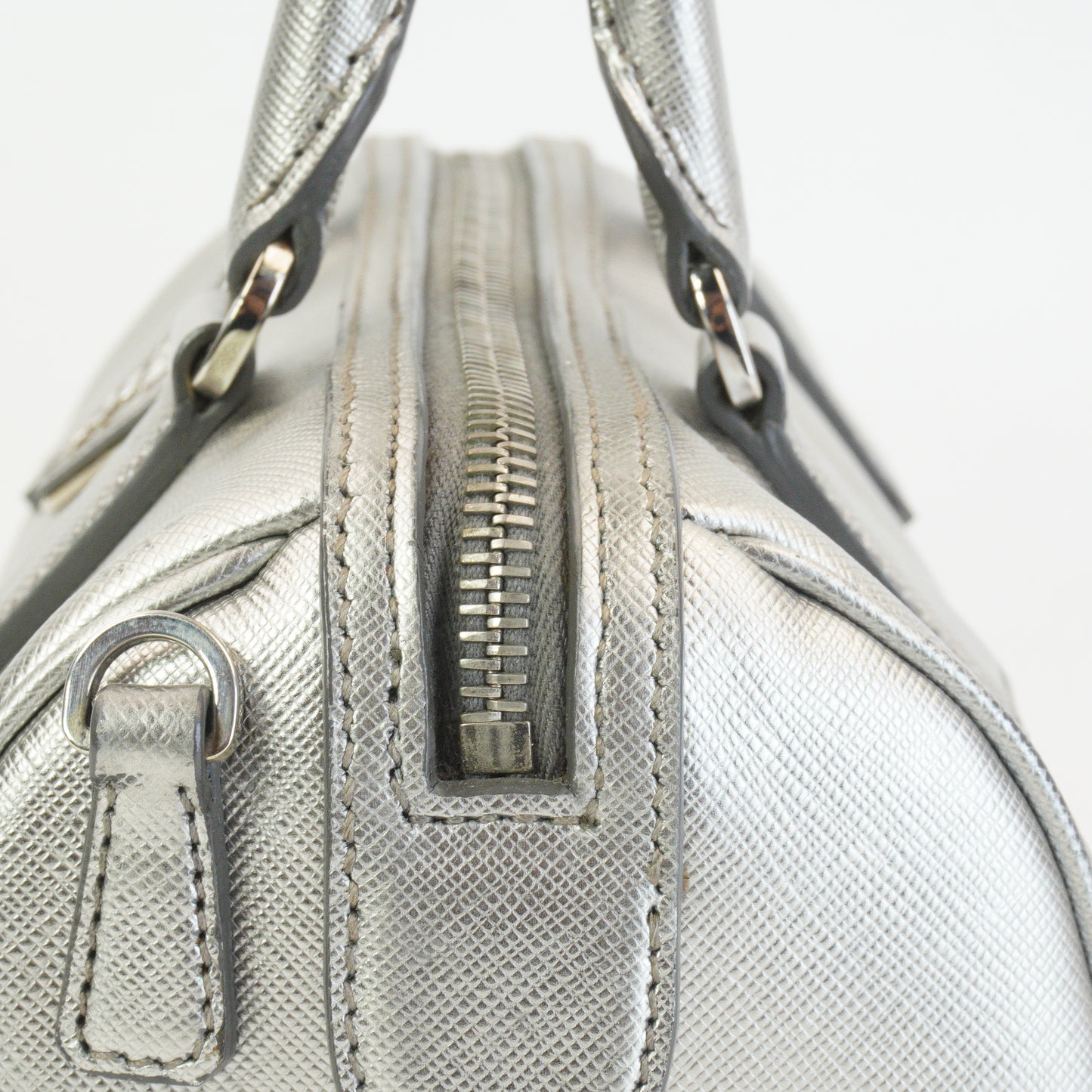 Prada Lux Bauletto Metallic Silver Small