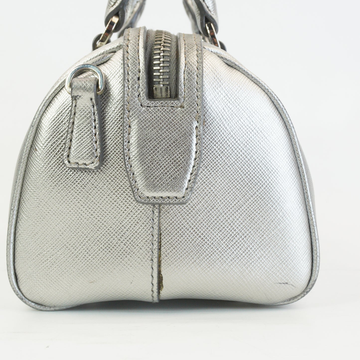 Prada Lux Bauletto Metallic Silver Small