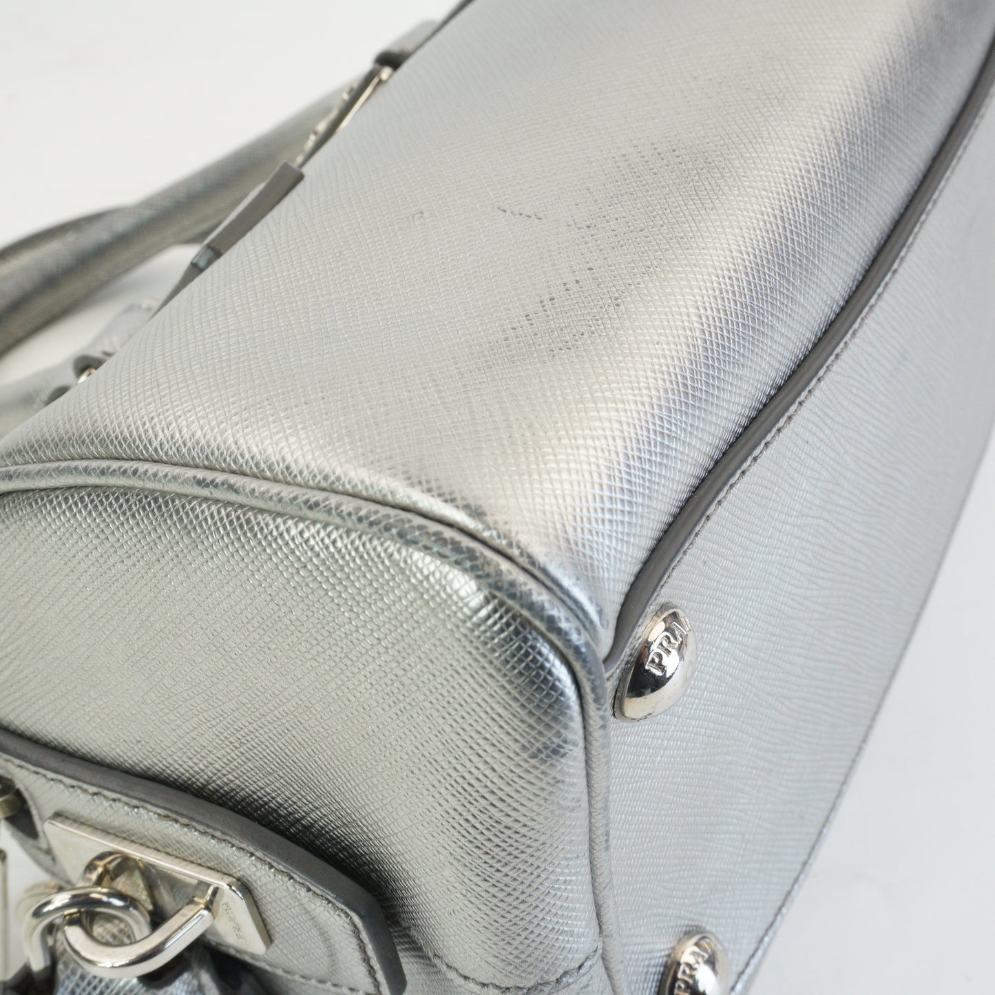 Prada Lux Bauletto Metallic Silver Small