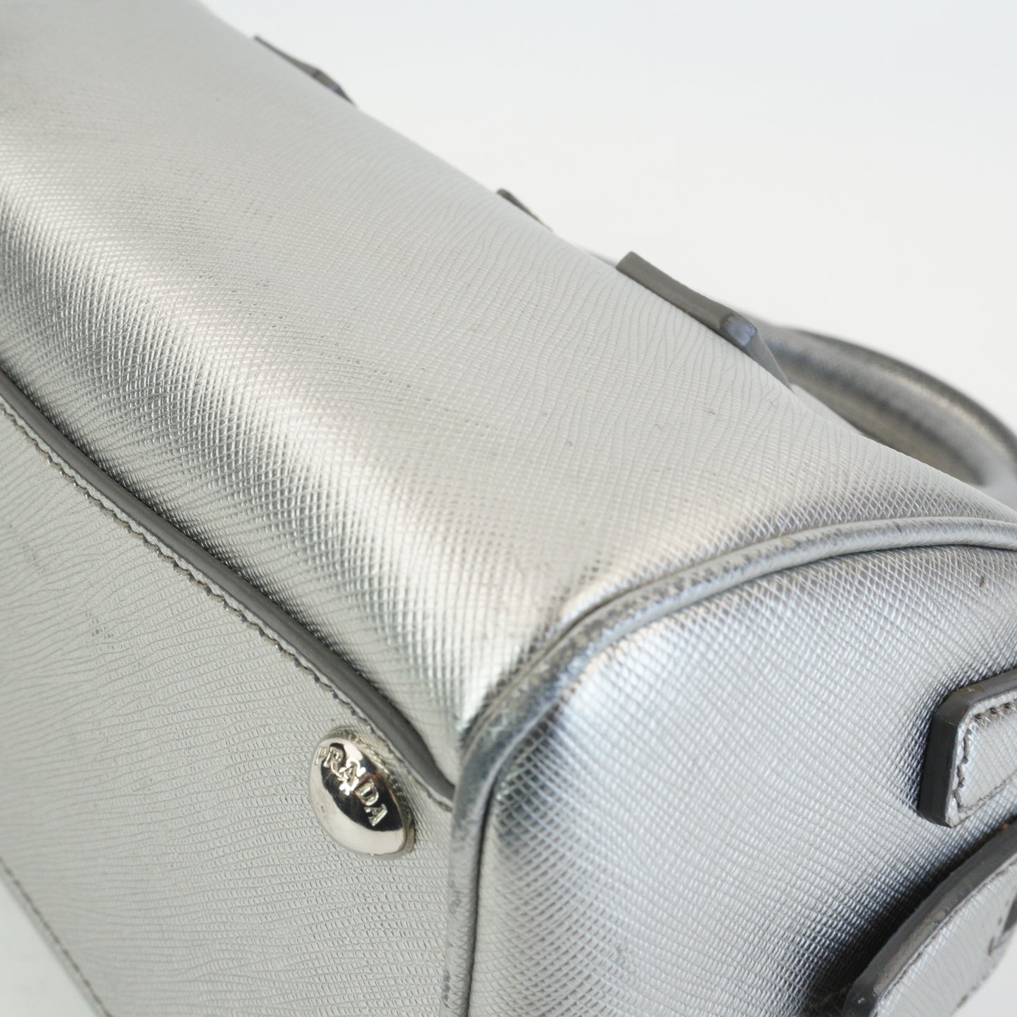 Prada Lux Bauletto Metallic Silver Small