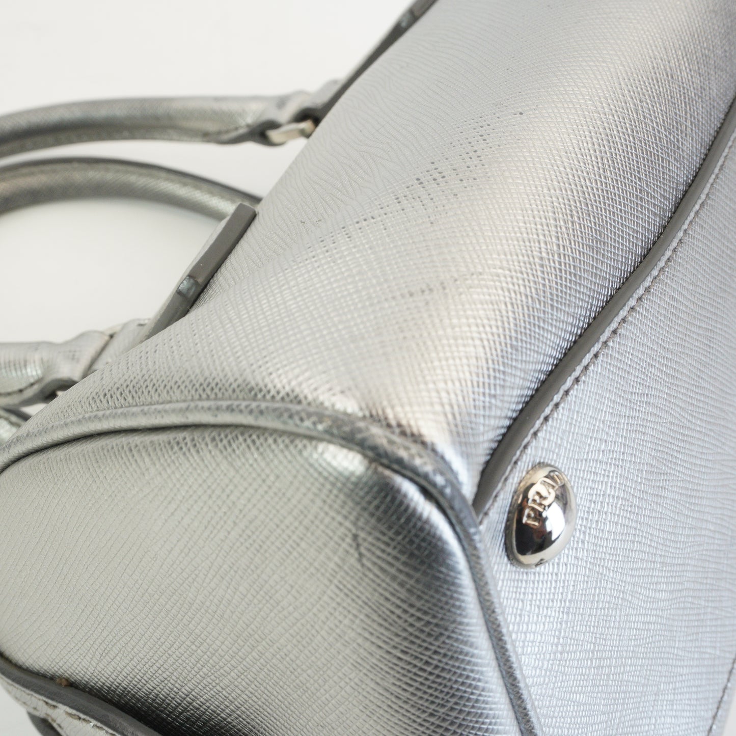 Prada Lux Bauletto Metallic Silver Small