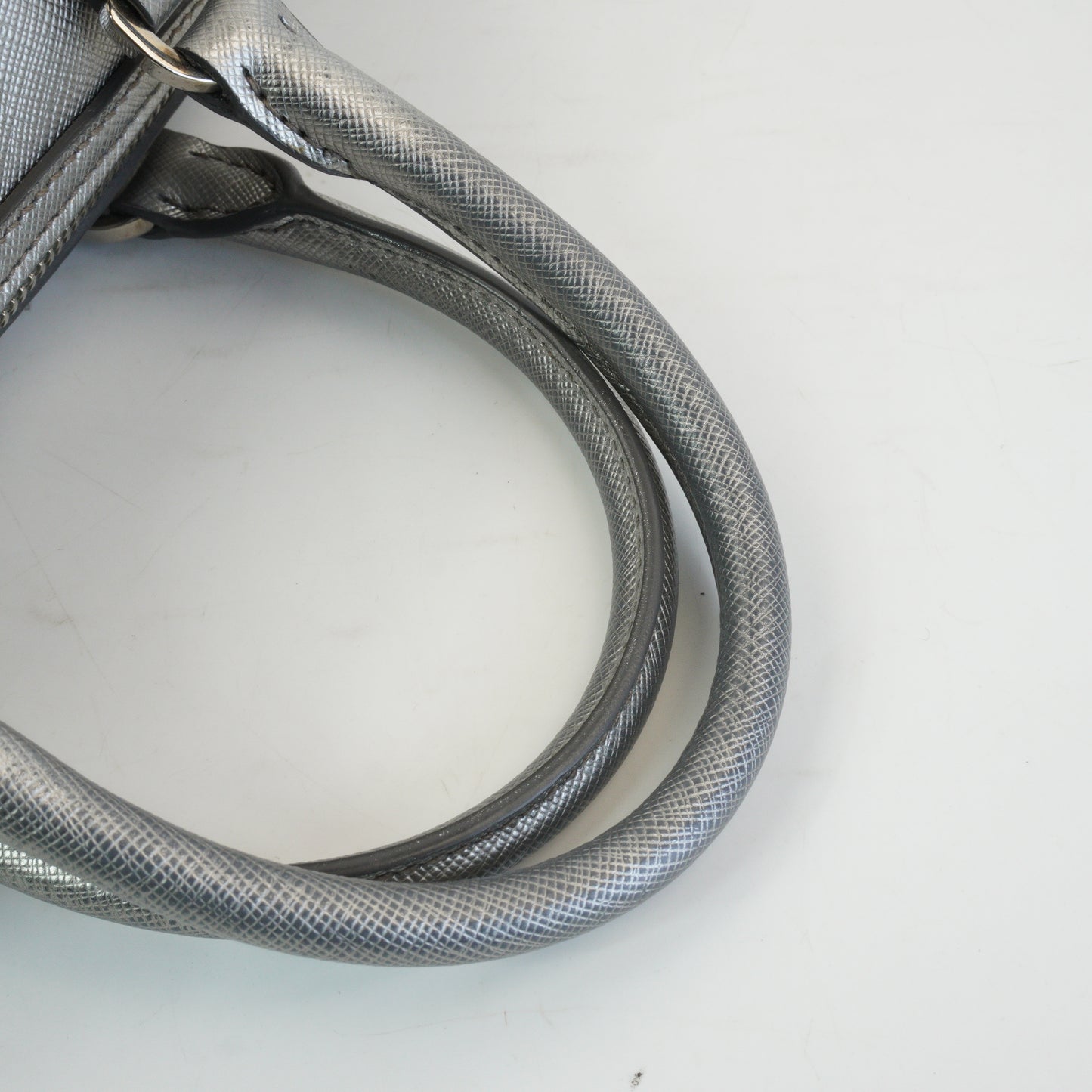 Prada Lux Bauletto Metallic Silver Small