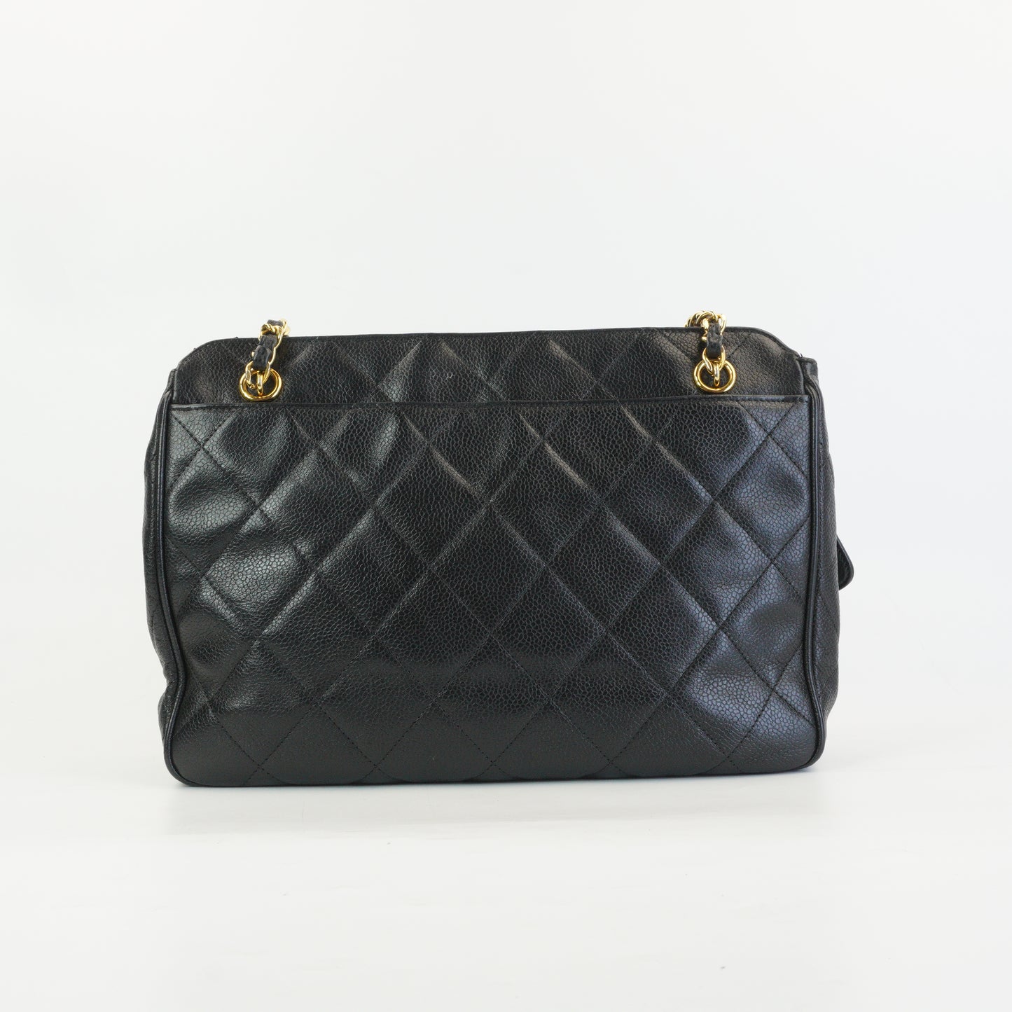 Chanel CC Caviar Front Pocket Shoulder Bag Black GHW Medium