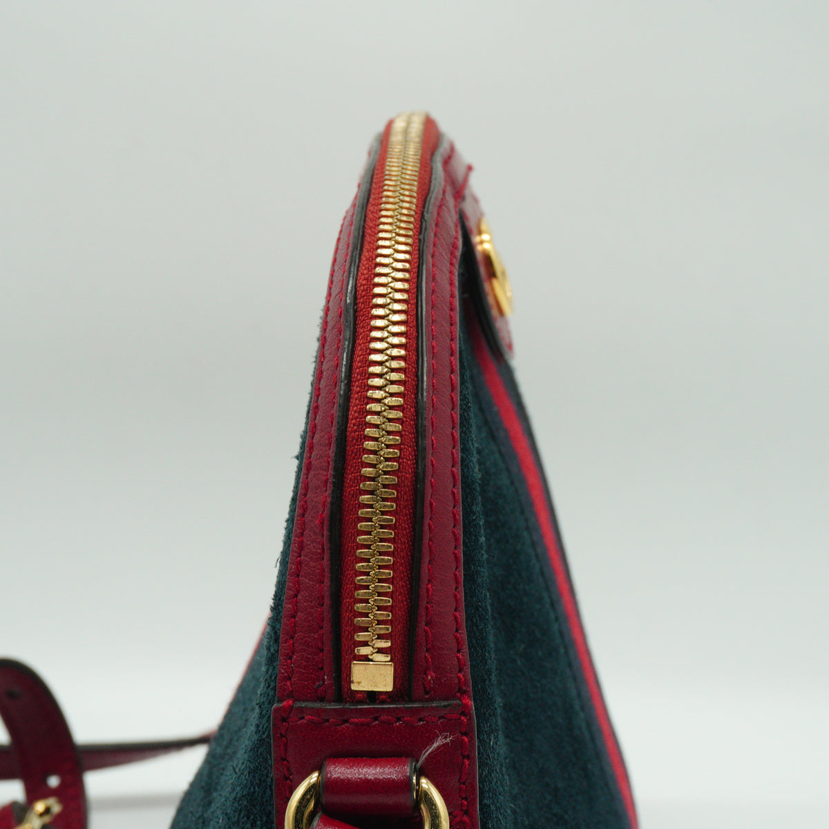 Gucci Ophidia Suede Small Dome Shoulder Bag New Blue/Red GHW