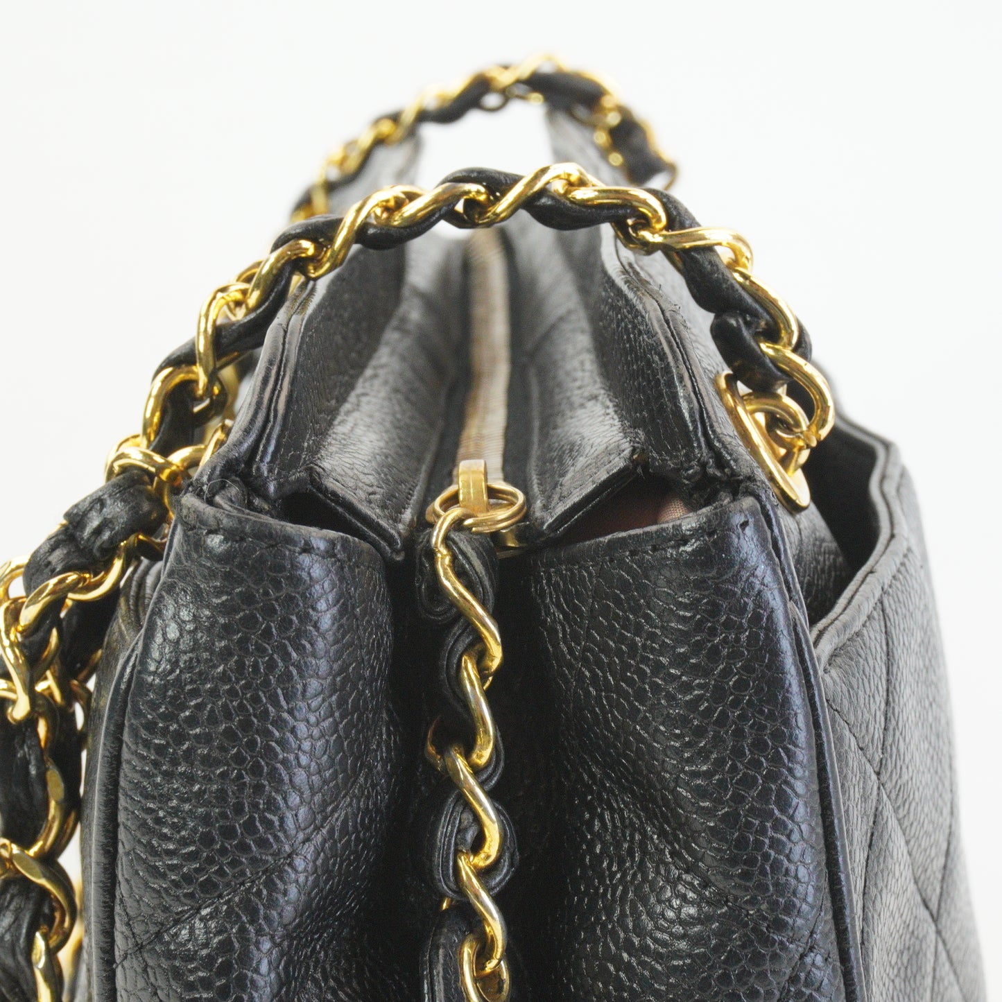 Chanel CC Caviar Front Pocket Shoulder Bag Black GHW Medium