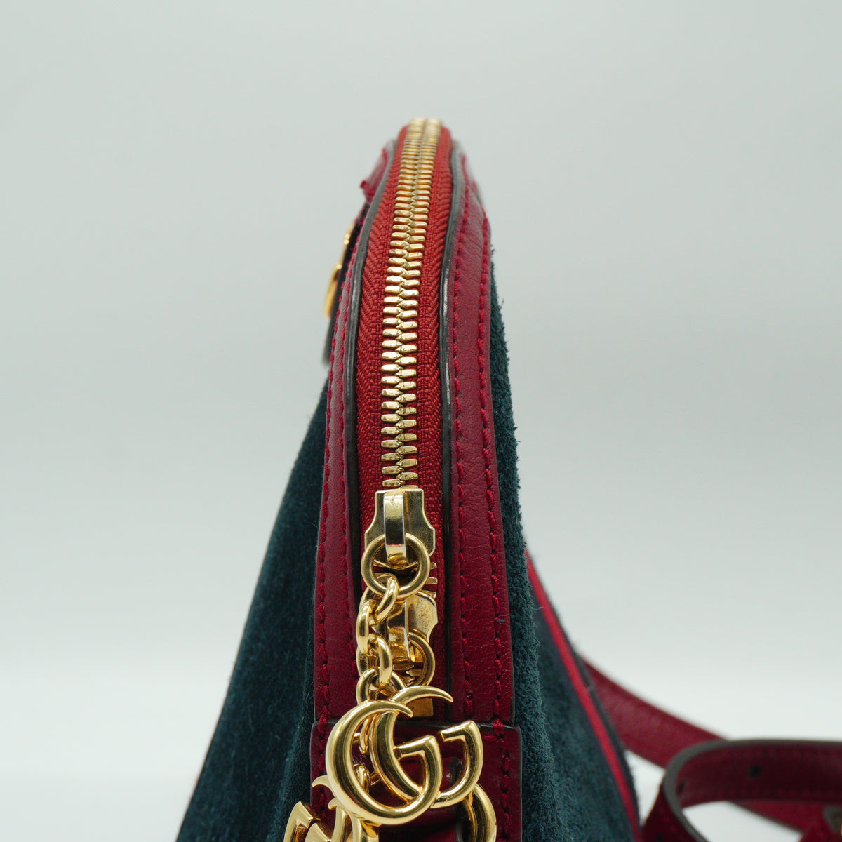 Gucci Ophidia Suede Small Dome Shoulder Bag New Blue/Red GHW