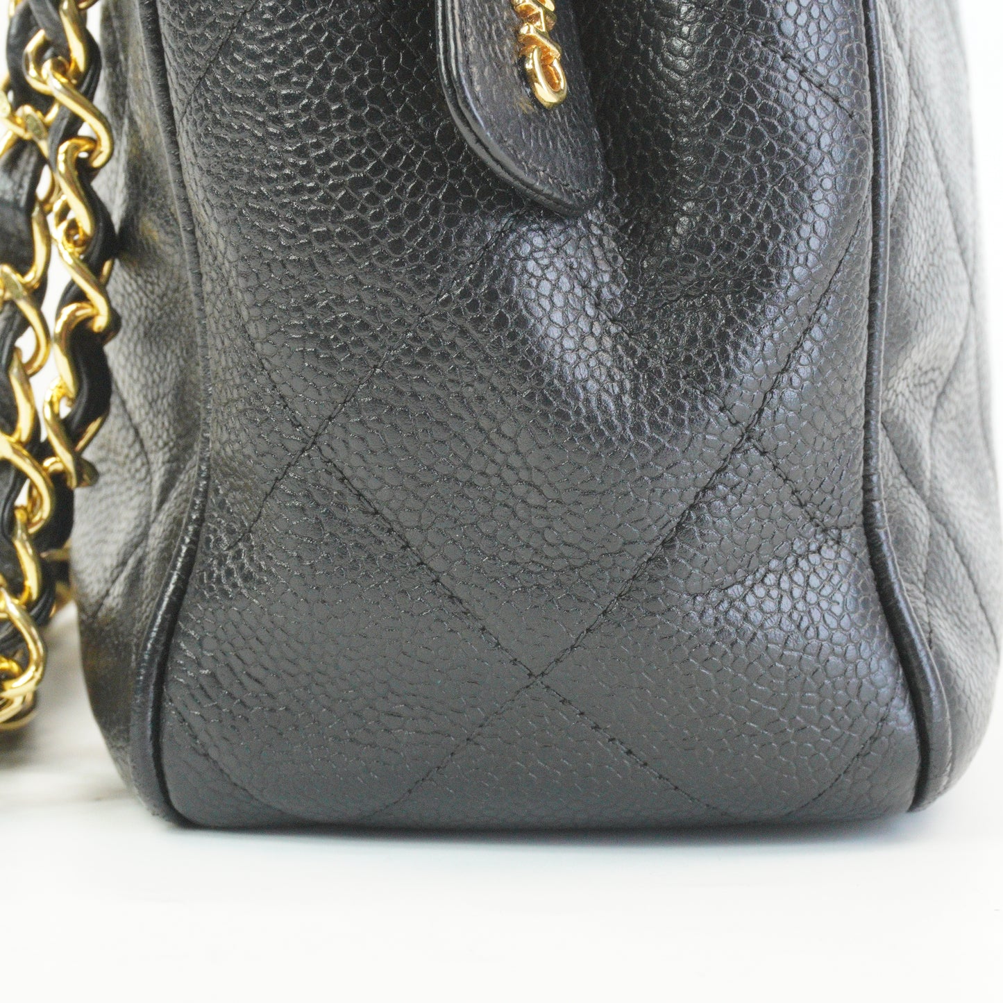 Chanel CC Caviar Front Pocket Shoulder Bag Black GHW Medium