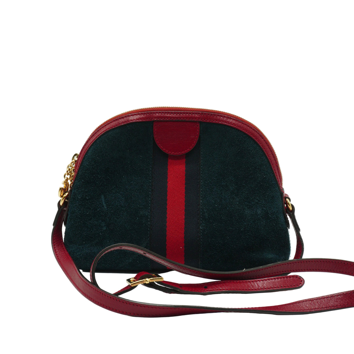 Gucci Ophidia Suede Small Dome Shoulder Bag New Blue/Red GHW