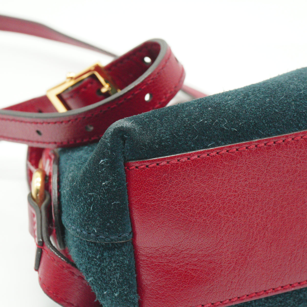 Gucci Ophidia Suede Small Dome Shoulder Bag New Blue/Red GHW