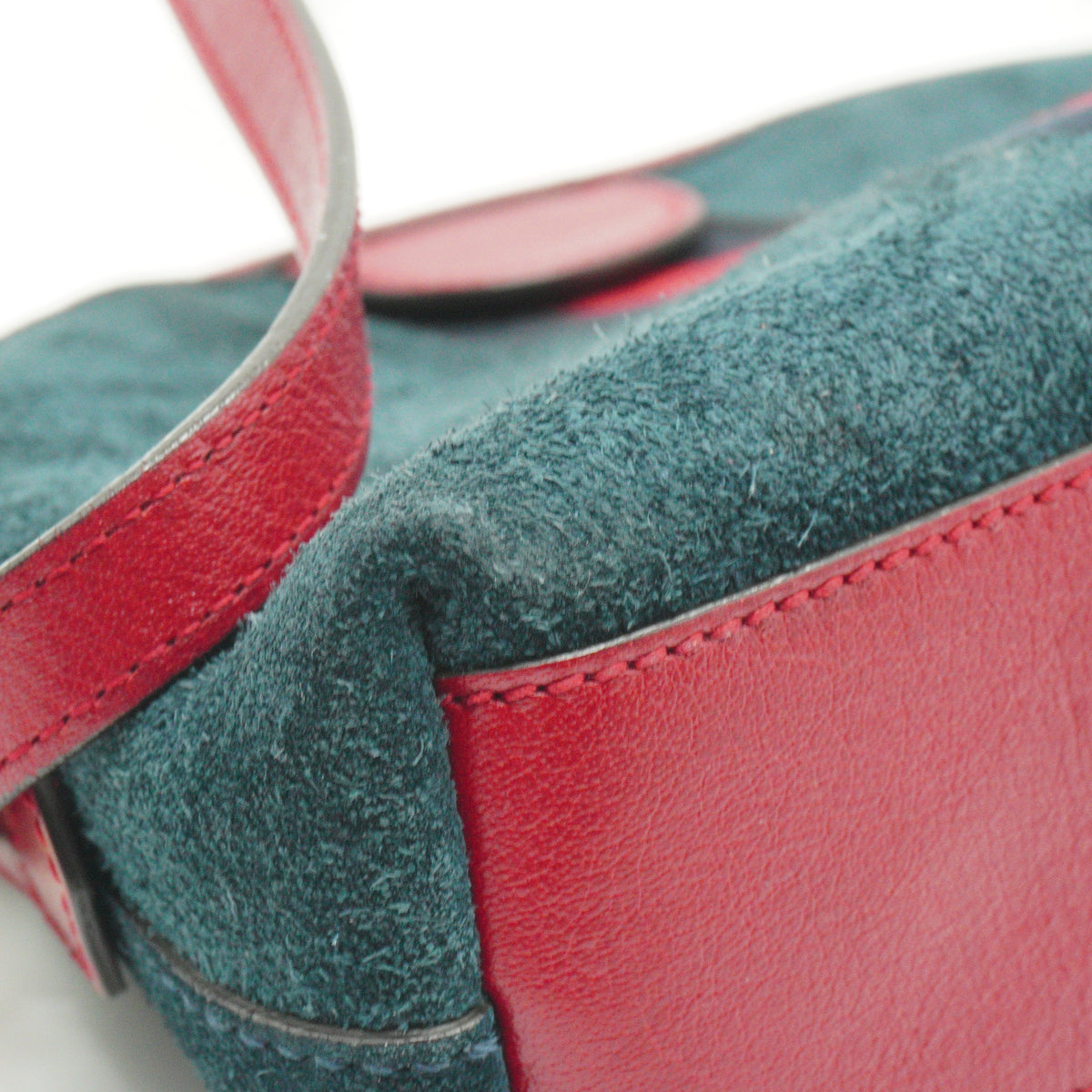 Gucci Ophidia Suede Small Dome Shoulder Bag New Blue/Red GHW