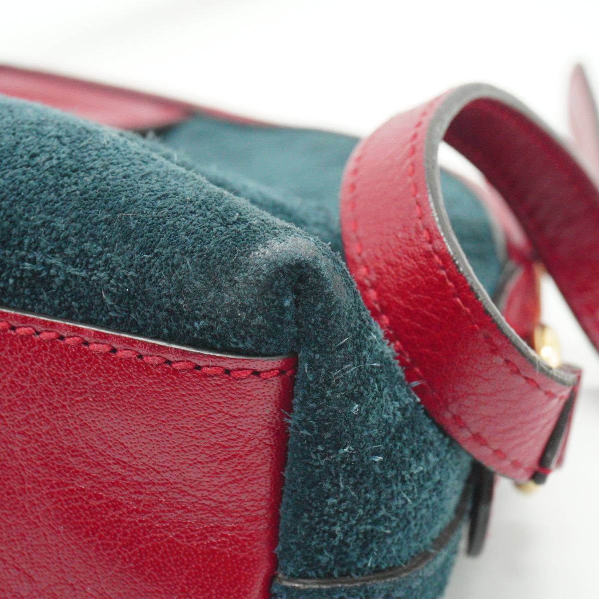 Gucci Ophidia Suede Small Dome Shoulder Bag New Blue/Red GHW