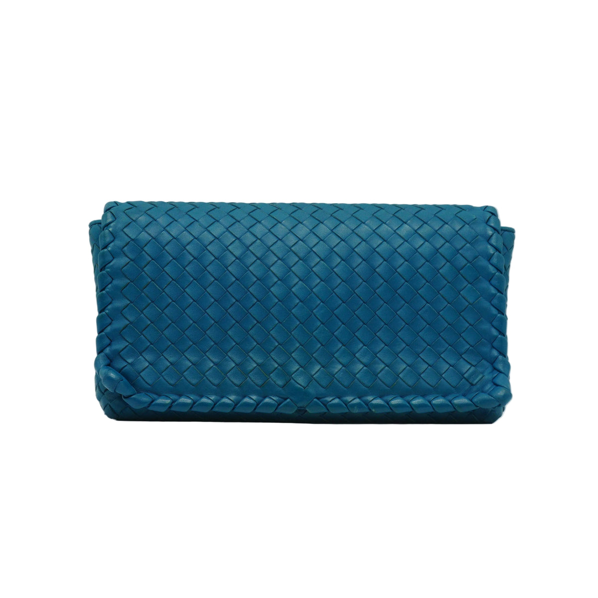 Bottega Veneta Nappa Intrecciato Medium Flap Crossbody Bag Blue MW