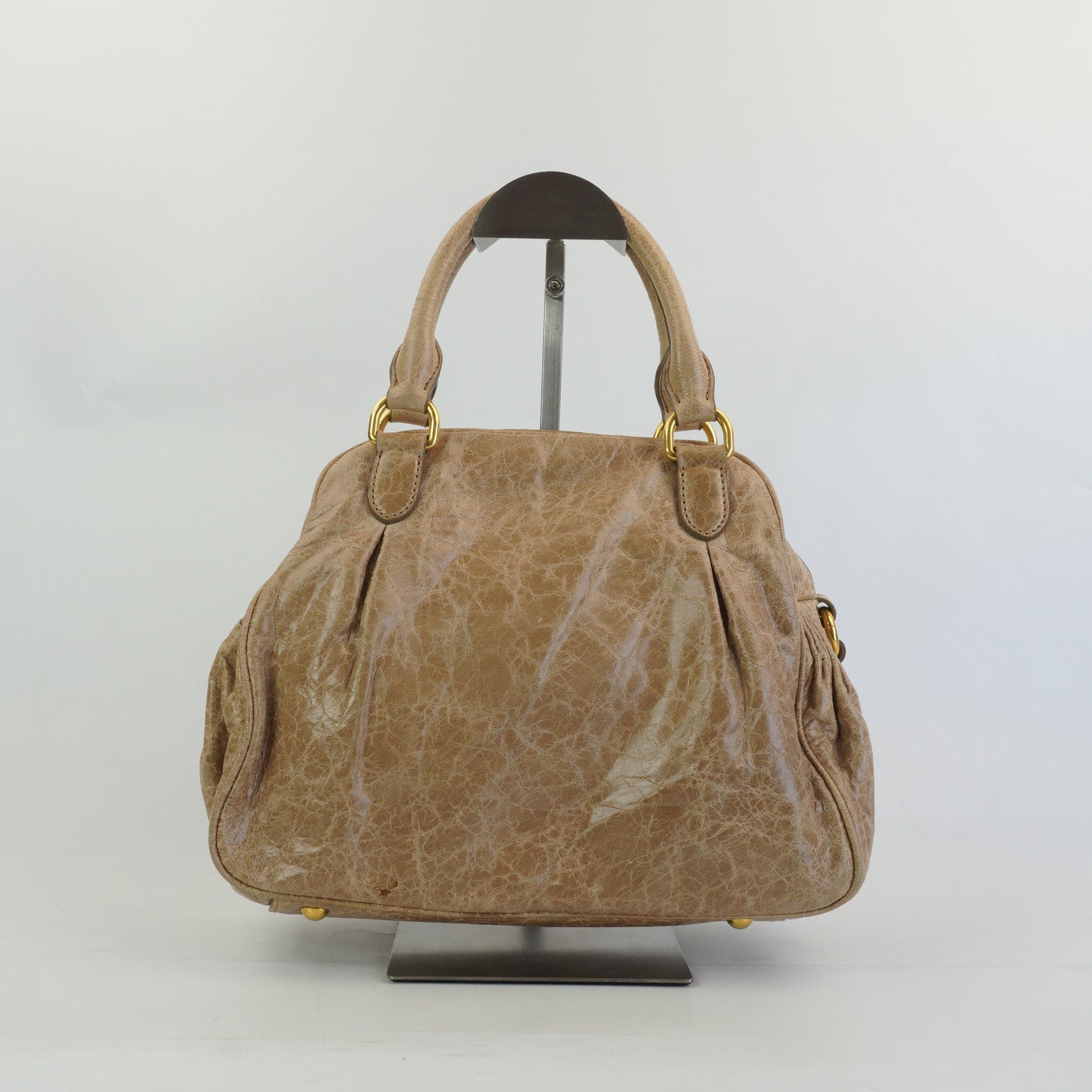 Miu Miu 	Nappa Leather 2Way Charm Handbag  Beige GHW Medium