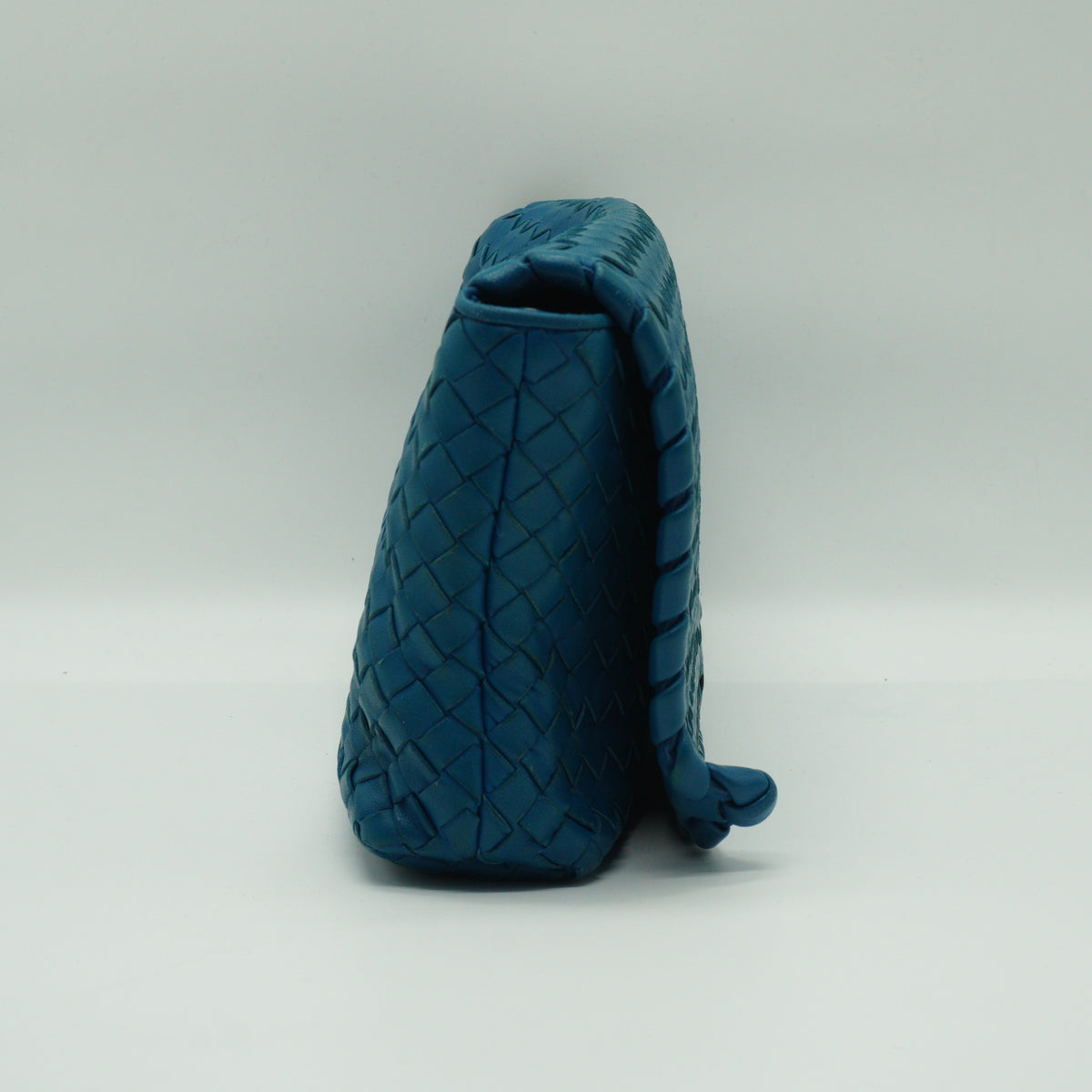 Bottega Veneta Nappa Intrecciato Medium Flap Crossbody Bag Blue MW