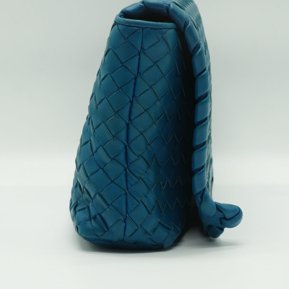 Bottega Veneta Nappa Intrecciato Medium Flap Crossbody Bag Blue MW
