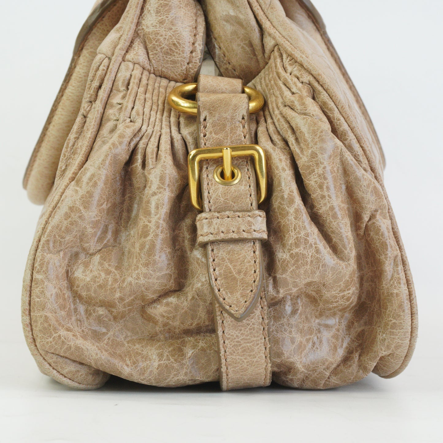 Miu Miu 	Nappa Leather 2Way Charm Handbag  Beige GHW Medium