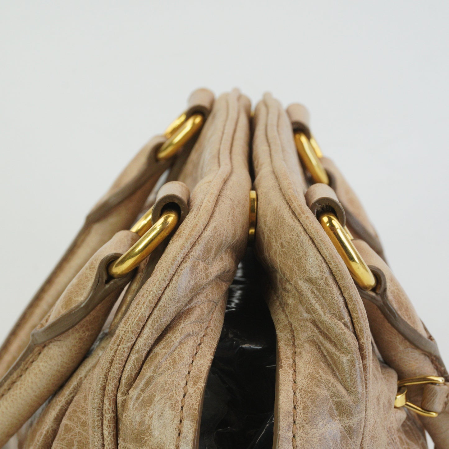 Miu Miu 	Nappa Leather 2Way Charm Handbag  Beige GHW Medium