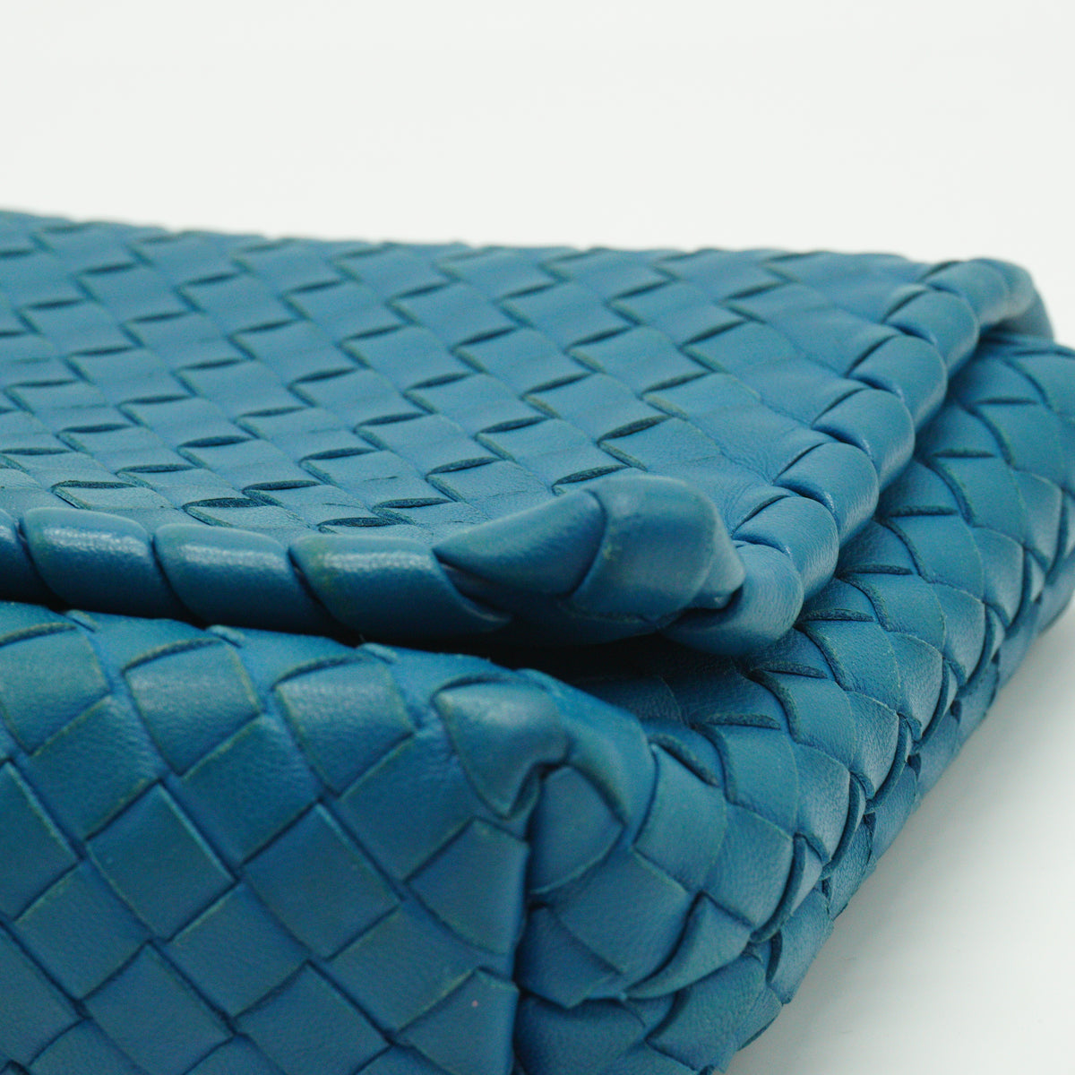 Bottega Veneta Nappa Intrecciato Medium Flap Crossbody Bag Blue MW