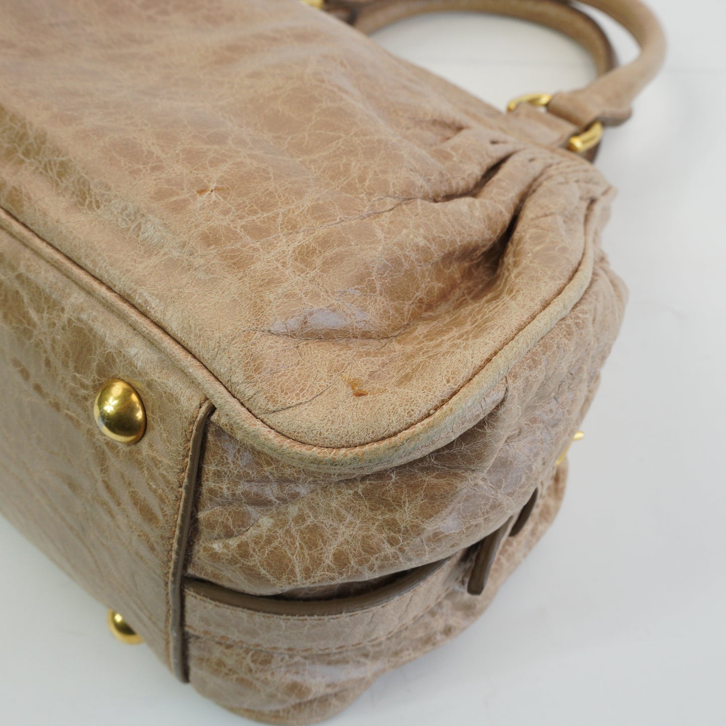 Miu Miu 	Nappa Leather 2Way Charm Handbag  Beige GHW Medium