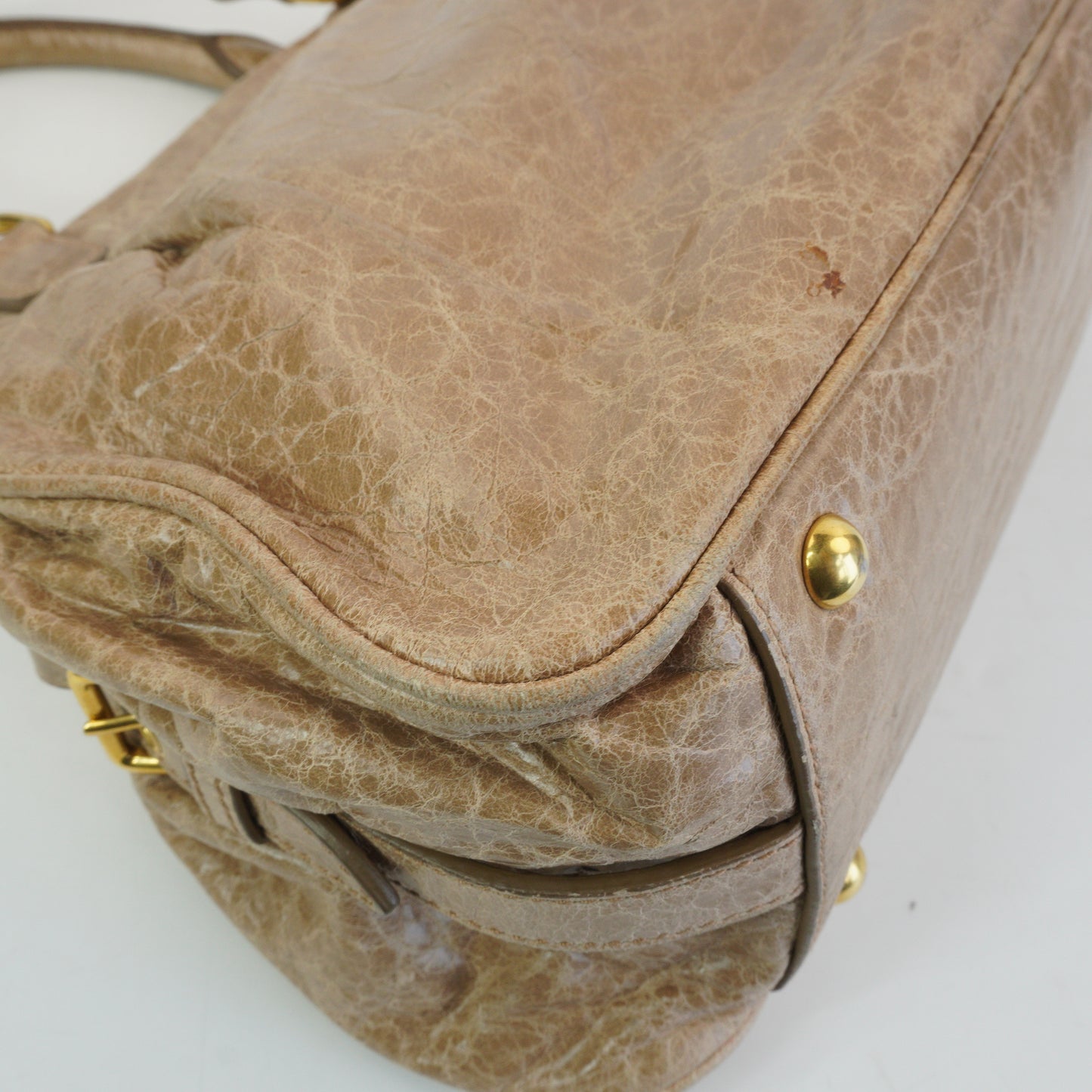 Miu Miu 	Nappa Leather 2Way Charm Handbag  Beige GHW Medium