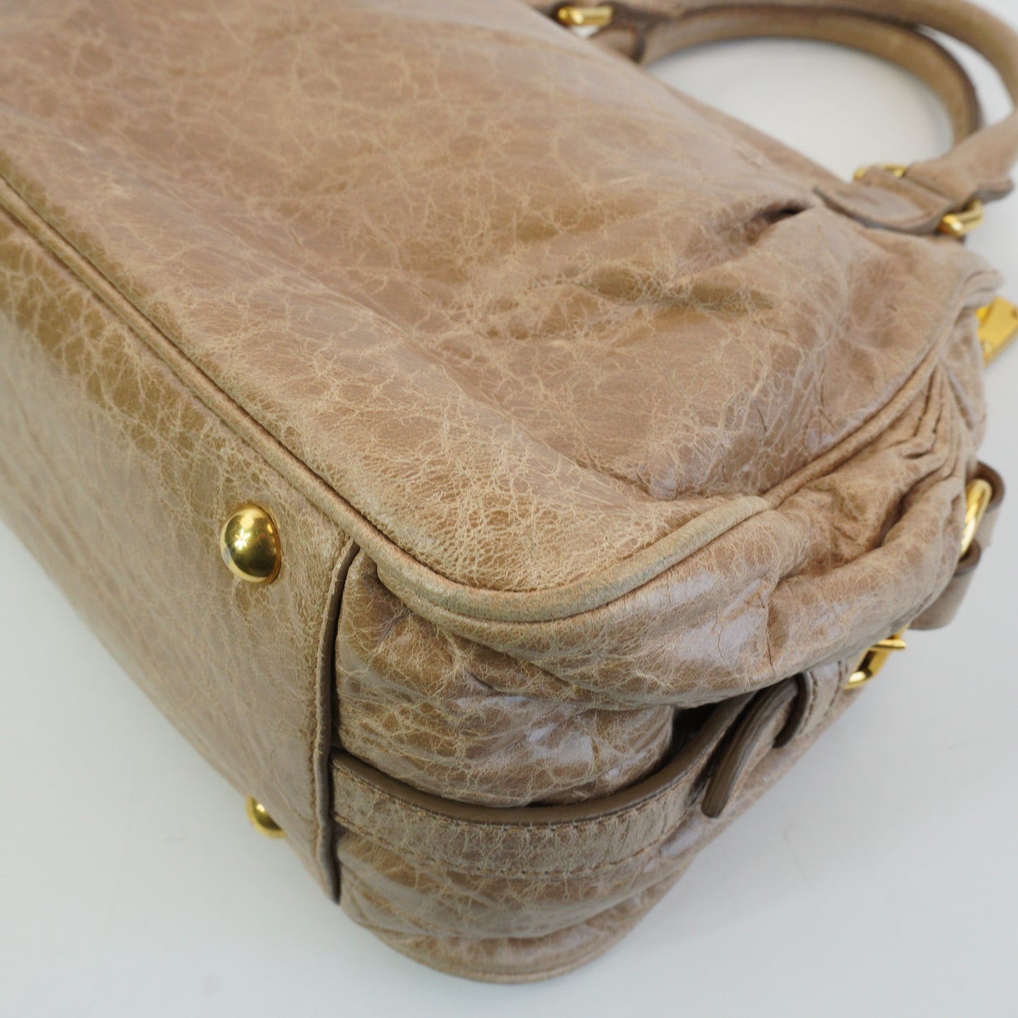 Miu Miu 	Nappa Leather 2Way Charm Handbag  Beige GHW Medium