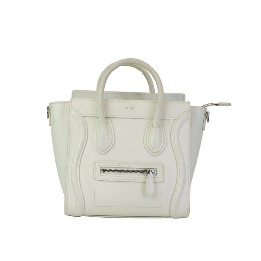 Celine Mini Luggage White SHW