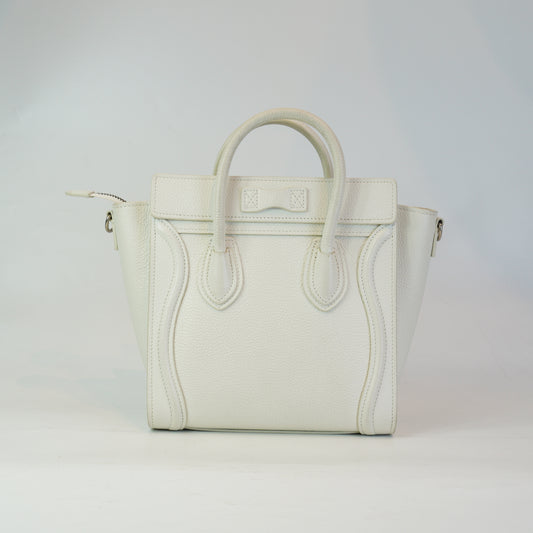 Celine Mini Luggage White SHW