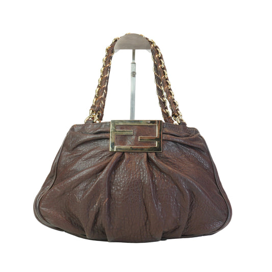Fendi Mia Leather Handbag Brown Medium