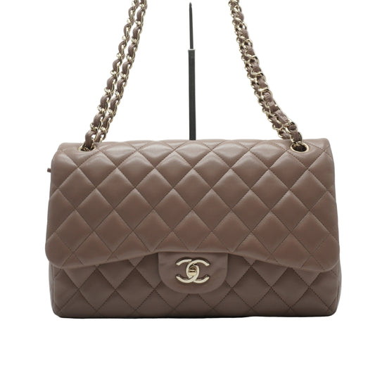 Chanel	Double Flap Lambskin Jumbo Old Rose Beige GHW