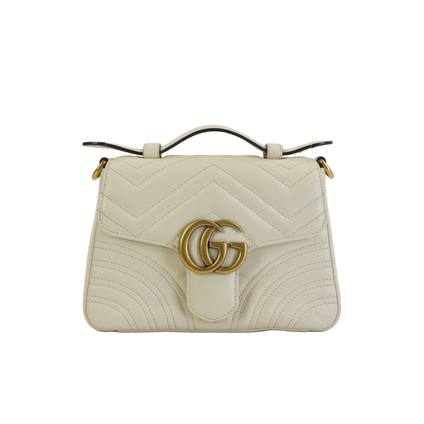 Gucci Marmont Top handle White GHW Small