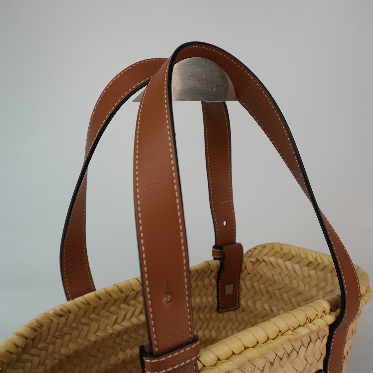 Loewe Raffia Basket Bag Brown Trims Small