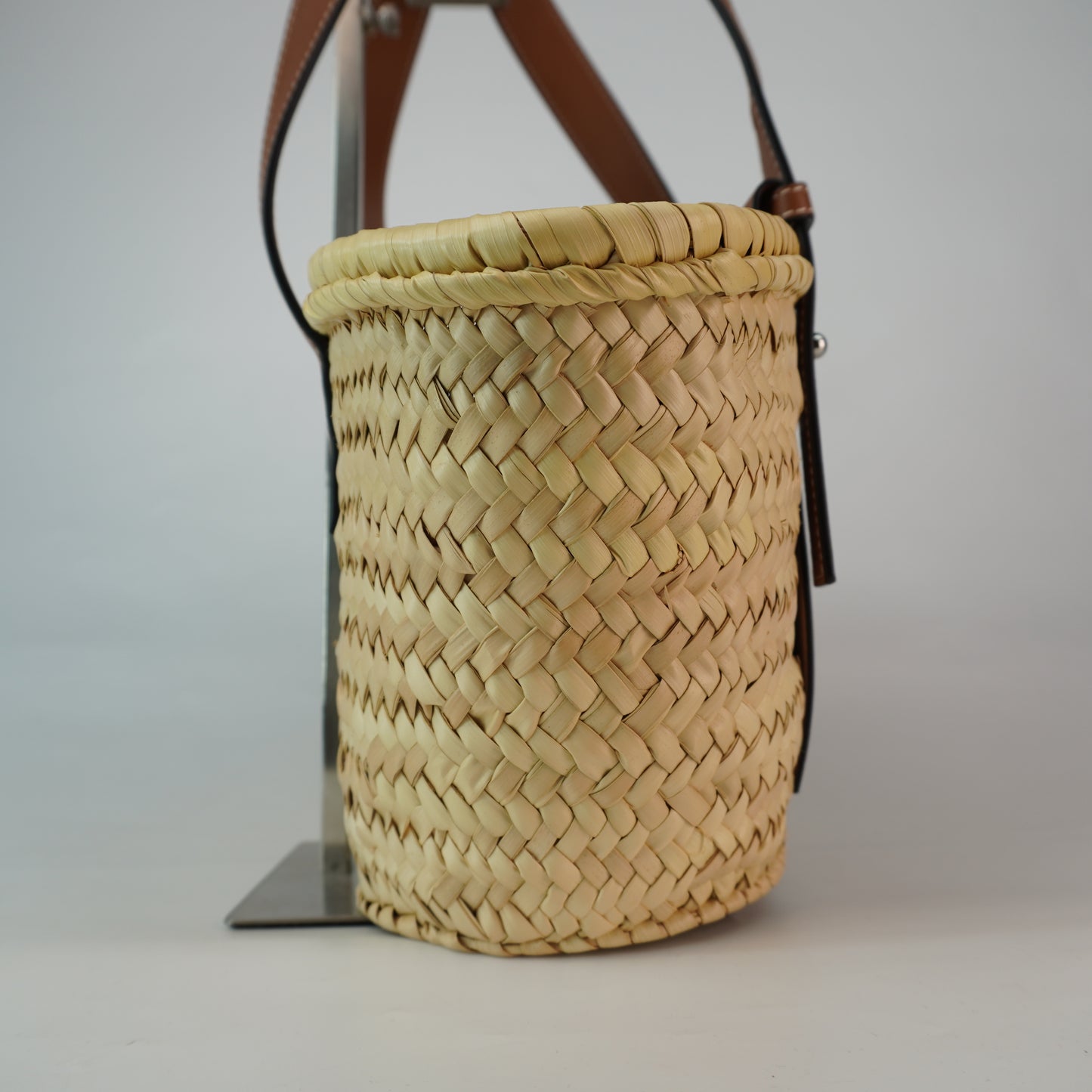 Loewe Raffia Basket Bag Brown Trims Small