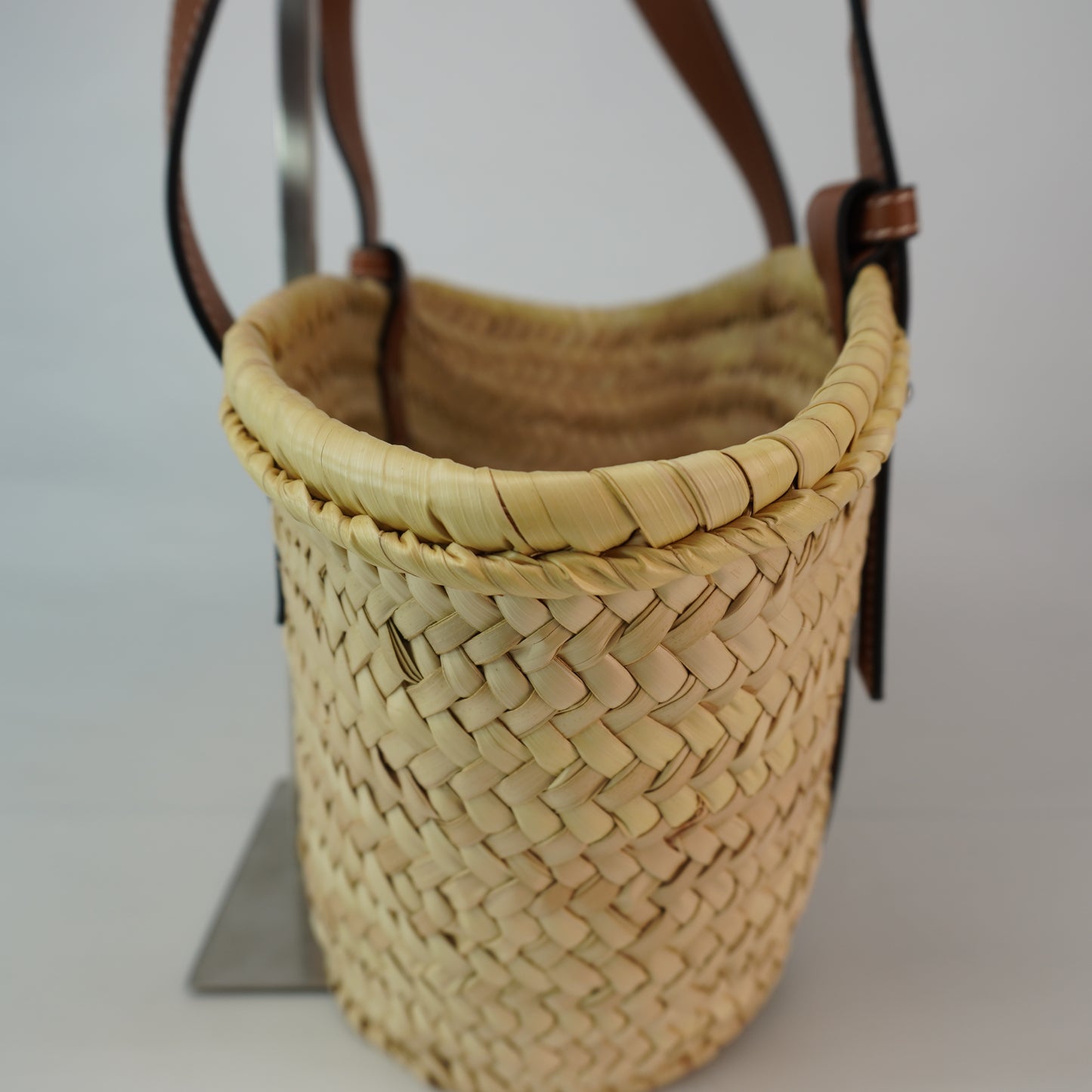 Loewe Raffia Basket Bag Brown Trims Small