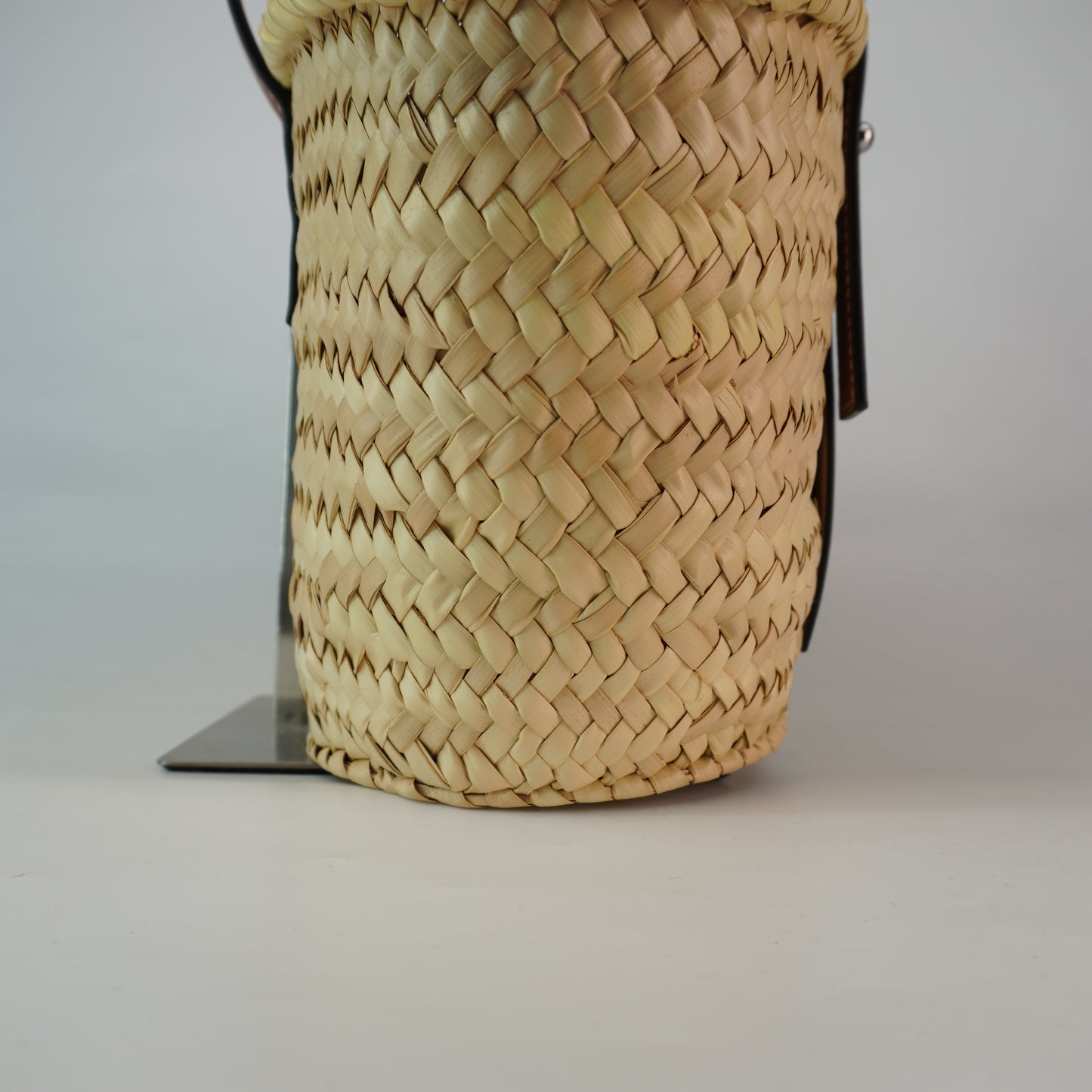 Loewe Raffia Basket Bag Brown Trims Small