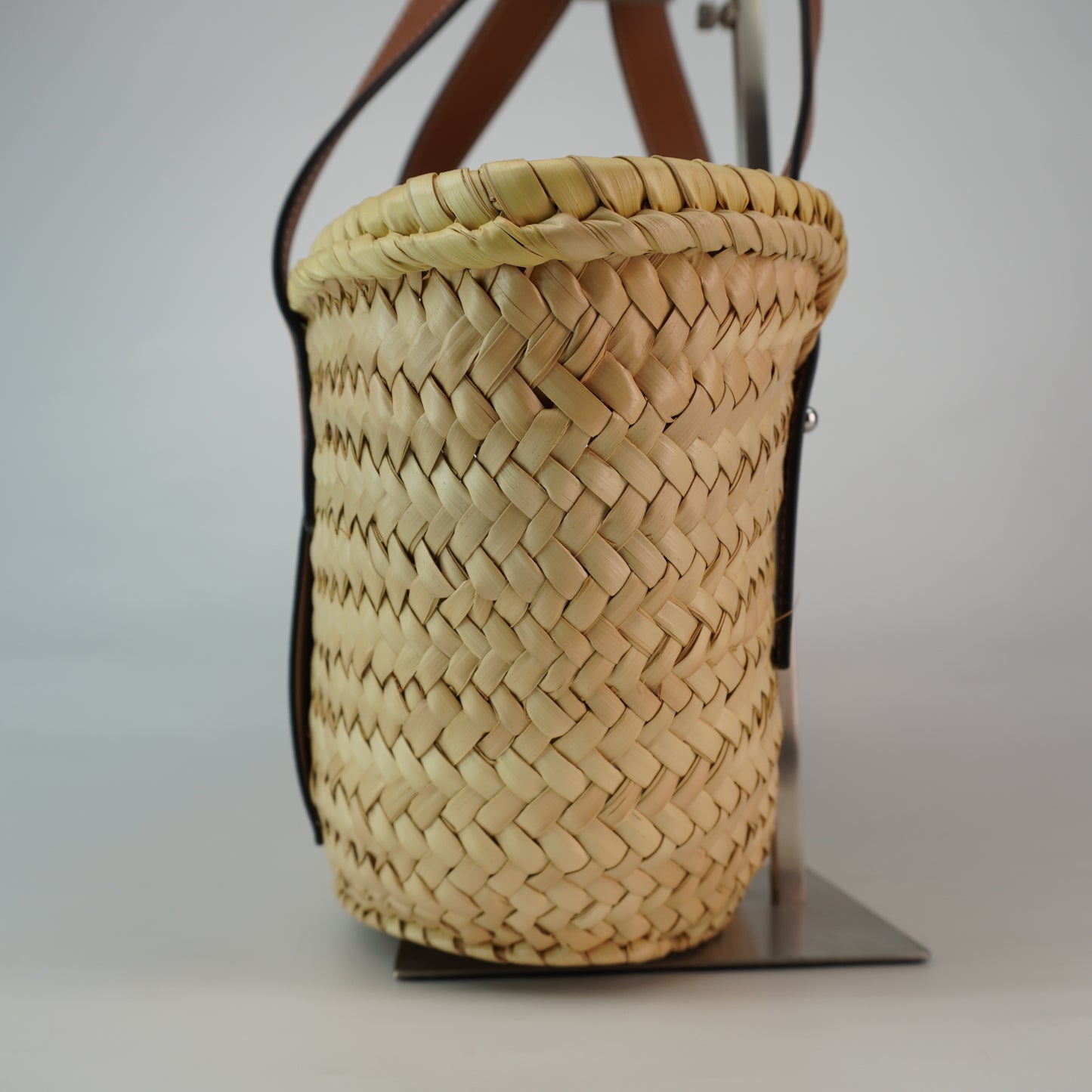 Loewe Raffia Basket Bag Brown Trims Small